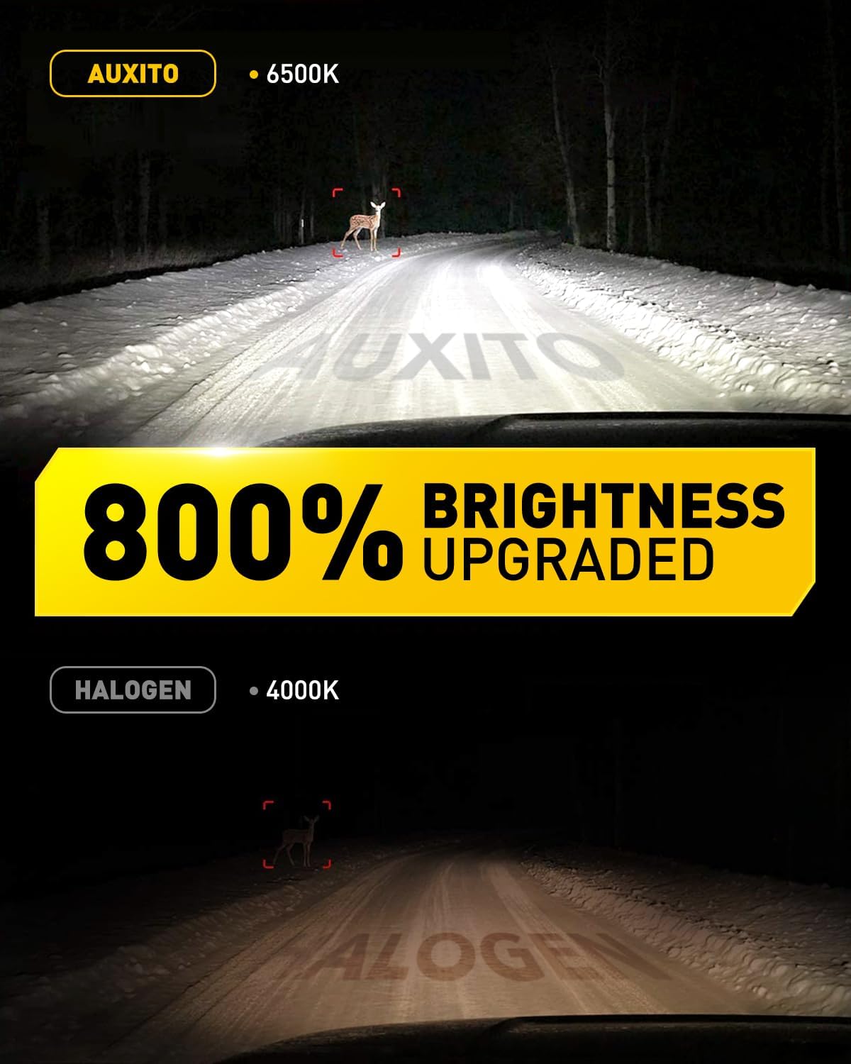 AUXITO H11 LED Headlight Bulbs, 400% Brighter 6500K White Wireless LED Headlights for H8 H9 H16 Fog Lights, DRL, Low Beam or High Beam, Direct Install Plug and Play, IP68 Waterproof, Pack of 2