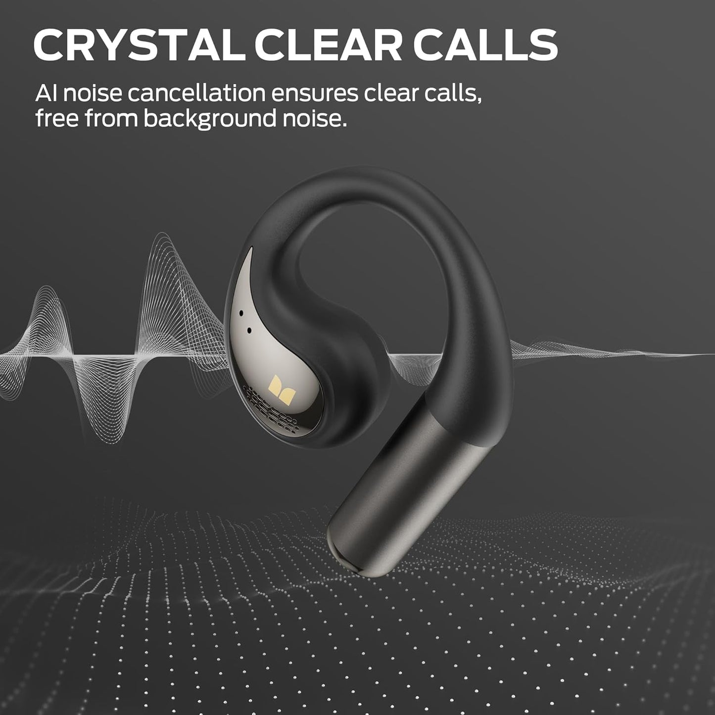 Monster Open Ear AC335 Headphones, Bluetooth 5.4 Wireless Headphones with Stereo Sound, 24H Playback, Crystal Clear Calls, Stylish Rotating Case with Lanyard, Sweat Resistant Open Ear Wireless Earbuds