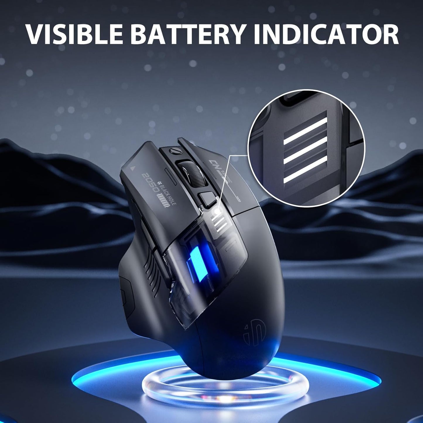 Dual Mode Wireless Mouse Bluetooth 5.0 and 2.4G Rechargeable RGB Silent Click Mouse with 2400 DPI and Battery Indicator