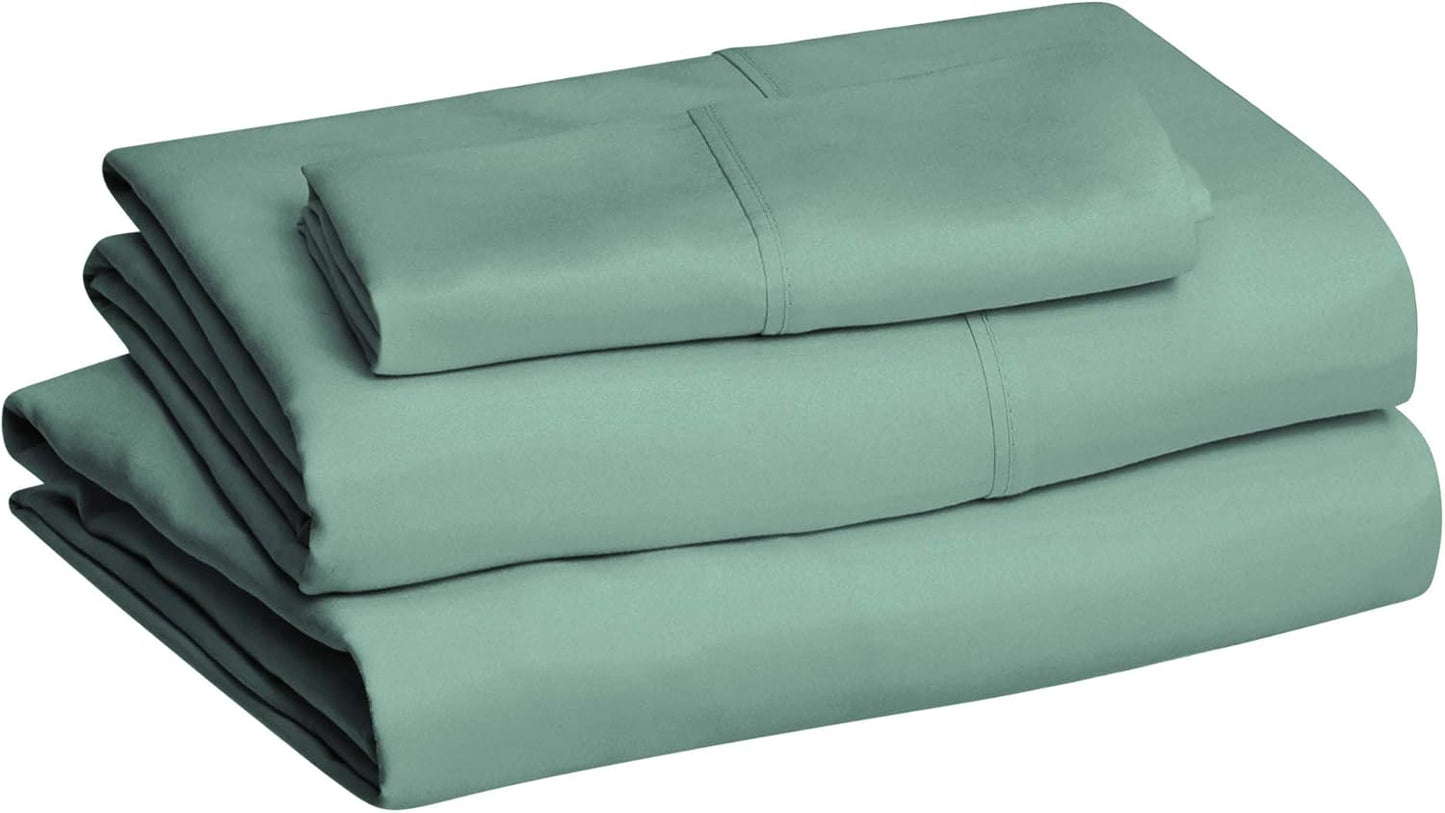 Amazon Basics Lightweight, Breathable Microfiber 4-Piece Bed Sheet Set with 14-Inch Deep Pockets, Full, Blush Pink, Solid