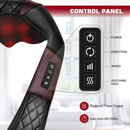 Neck Massager with Heat, Shiatsu Back Neck and Shoulder Massager - Gifts for Women/men/Mom/Dad - Electric Deeper Tissue 4D Kneading Massage, Use at Home, Office, Car - PuriLite