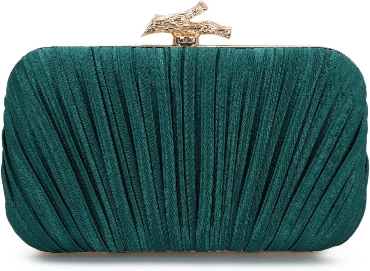 Clutch Purses for Women Evening Bag Pleated Clutch Bag with Chain Party Purses Handbag for Cocktail/Prom/Party/Wedding/Formal