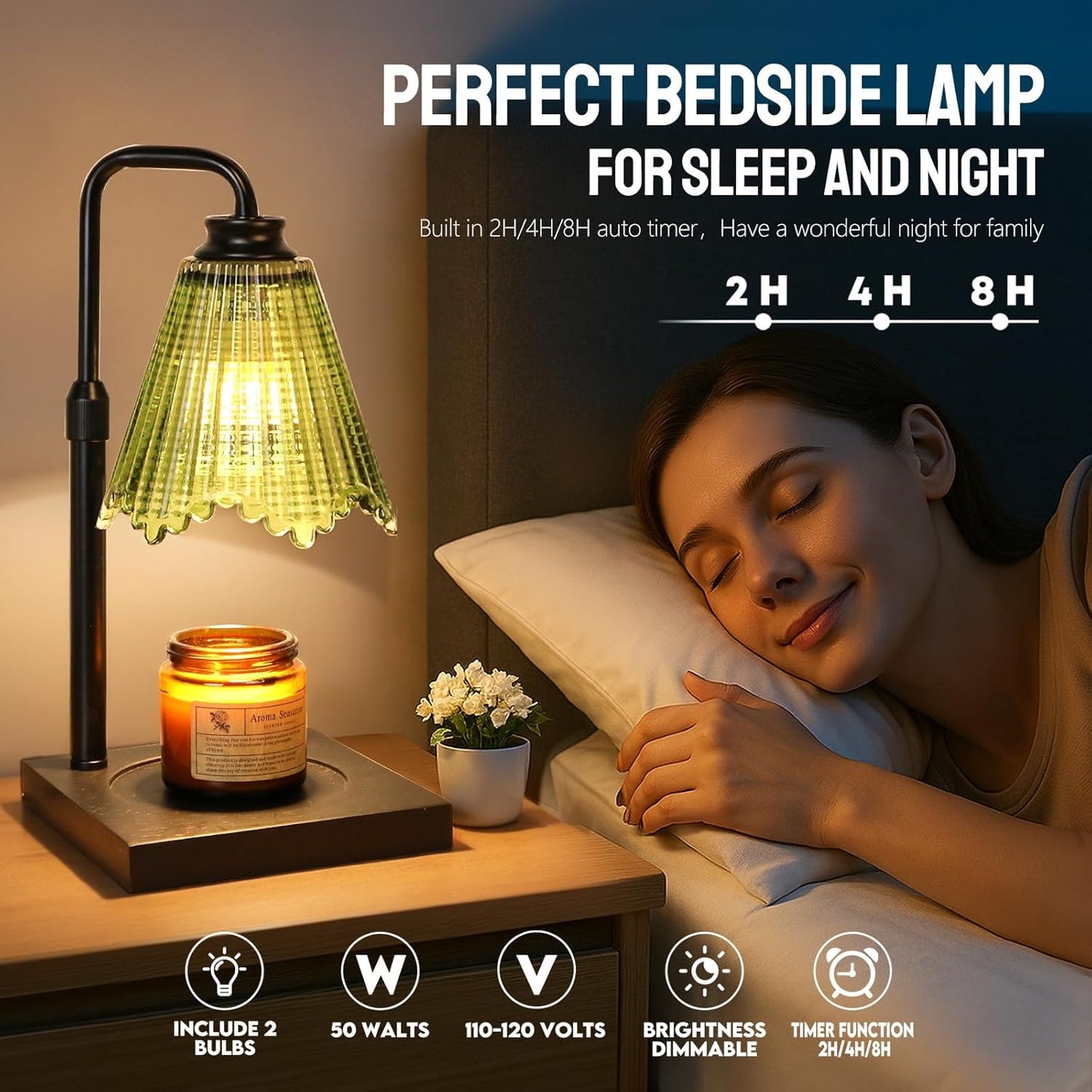 GEEZO Fragrance Candle Warmer Lamp,Electric Candle Warmer with Timer & Dimmer, Mom Christmas Birthday Gifts for Women, House Warming Gifts New Home Bedroom Decor