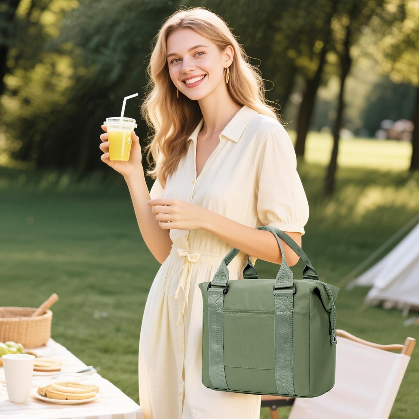 Lunch Bag Insulated Lunch Box Leakproof Lunch Tote Bags for Women Men,Portable Thermal Cooler Bag Lunch Containers with Shoulder Strap for Work, Family, Picnic, School, Outdoor,BBQ C2-Pinkpurple