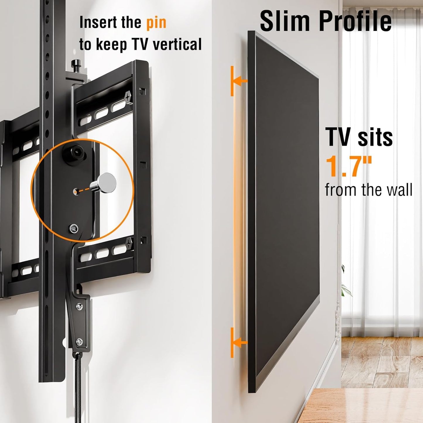 Tilting TV Wall Mount Bracket, Universal TV Mount Low Profile for 26-55 Inch Flat Screen TVs, Ultra Slim, Easy to Install with Tilting Knob, Fits 12''/16'' Studs, Max VESA 400x400mm, 99 lbs. ELIVED