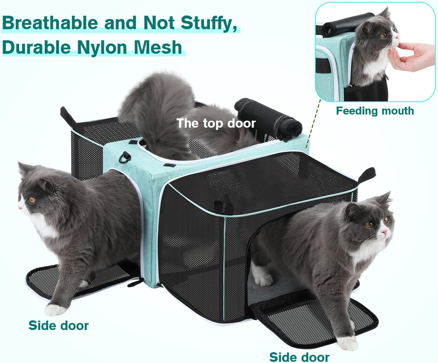 Approved Collapsible Cat Soft-Sided Carriers, Breathable Pet Carriers up to 5kg/12lbs, Portable Dog Carrier Great for Travel, Outdoor, Hiking, Camping(Gray)