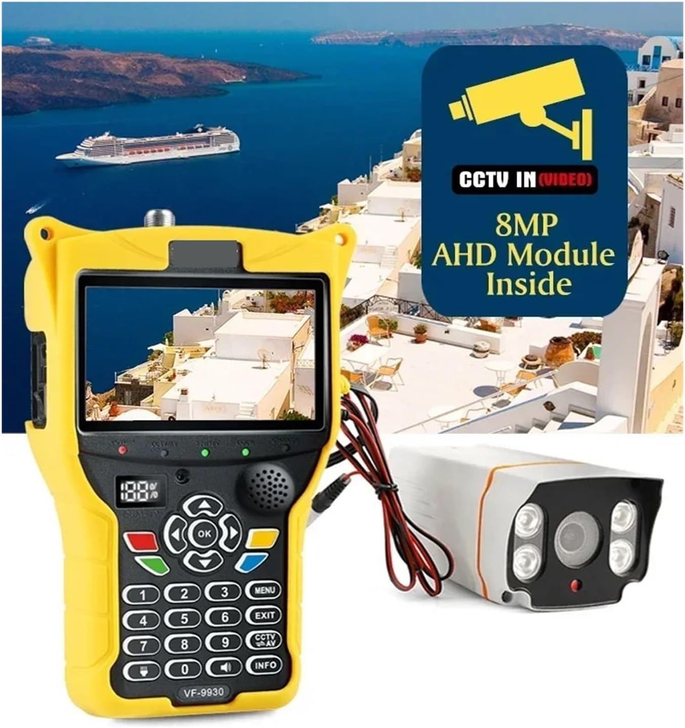 VF-9930 DVBS2/T/T2/C Satellite TV Finder 4.3 Inch High Resolution LCD Screen Signal Finder for Dish Network Directv