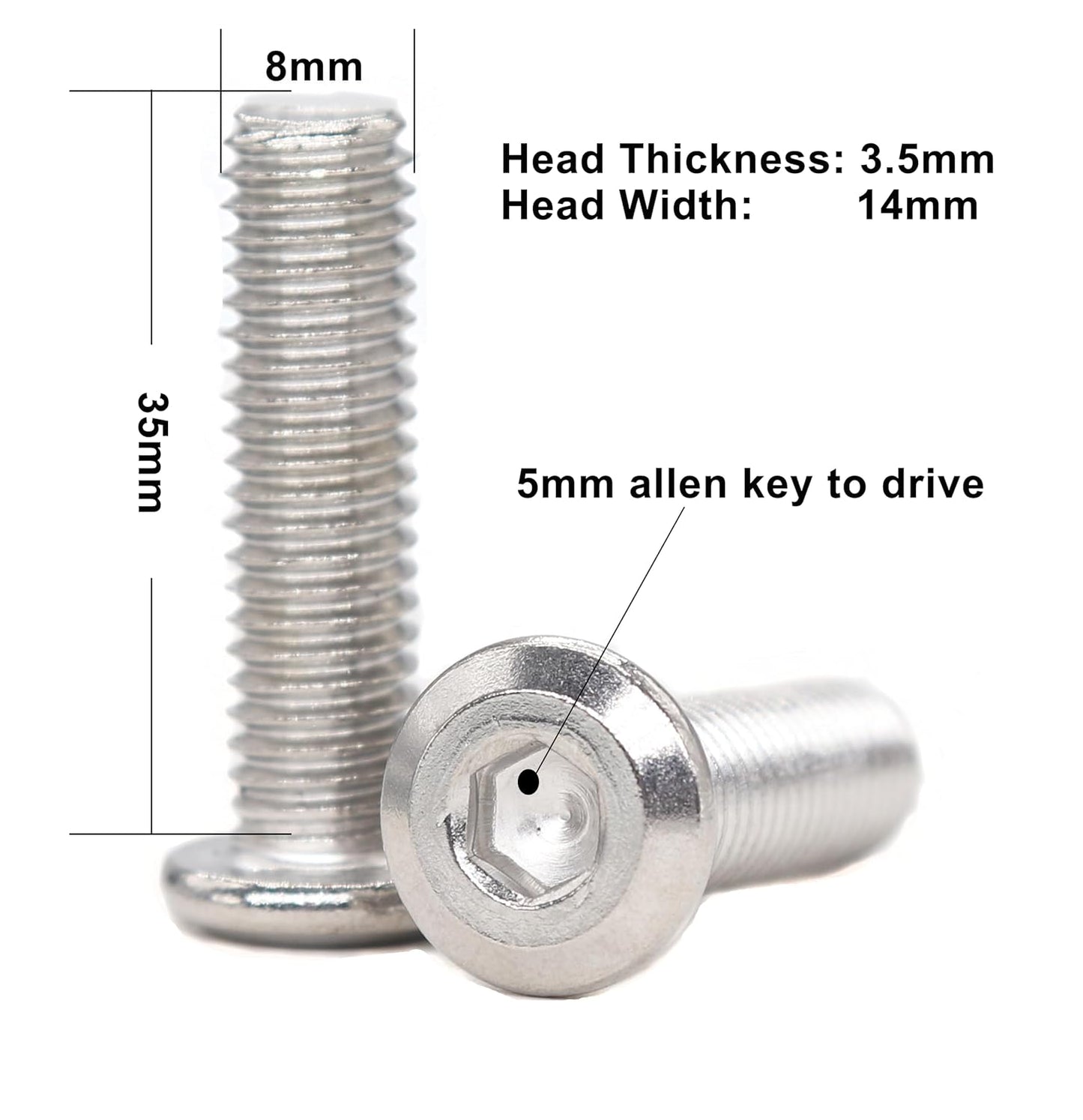 binifiMux 4pcs M10-1.25 x 70mm Serrated Flanged Hex Bolts Flange Hexagon Screws, Stainless Steel 18-8 (304), Plain Finish, DIN 6921