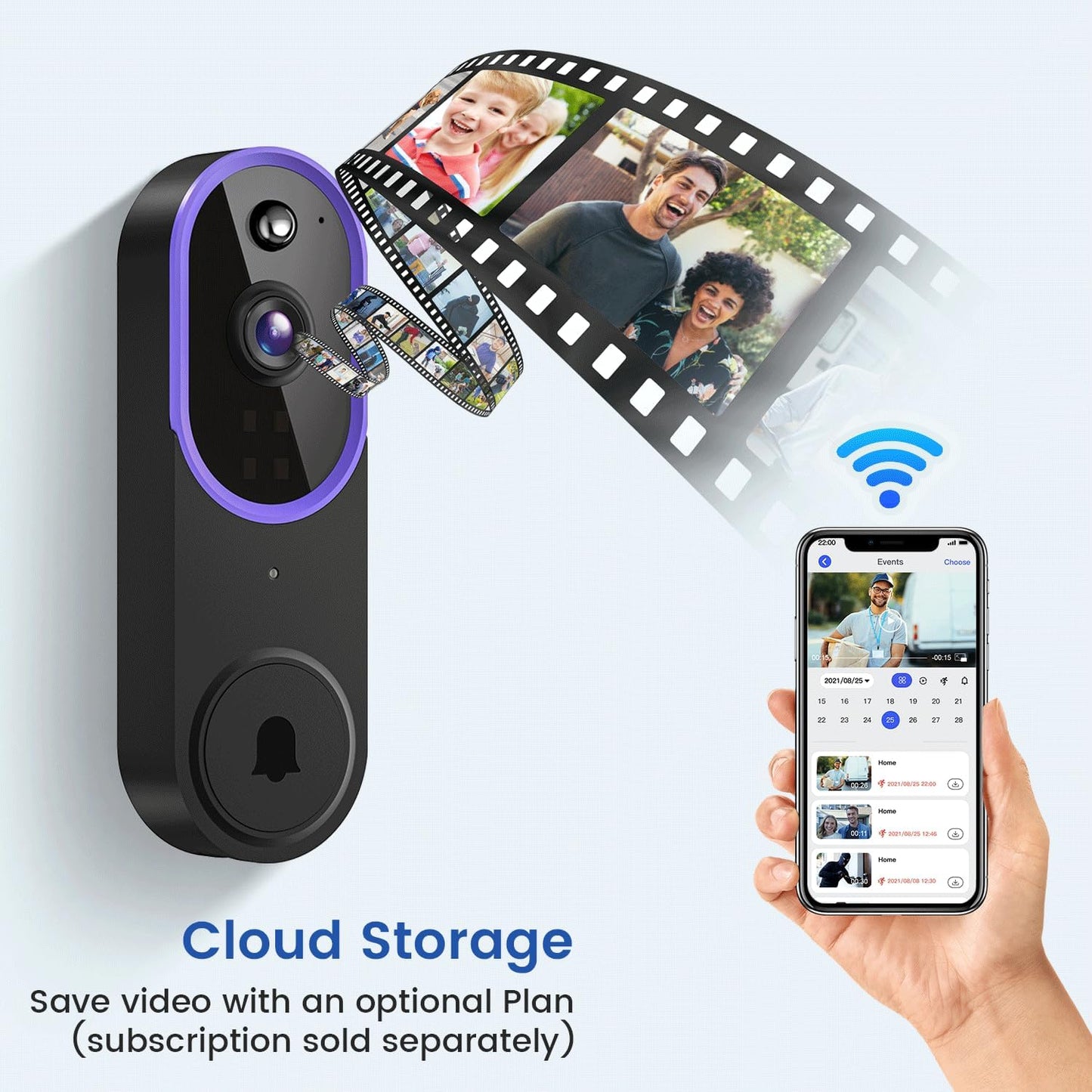 Occuwave 1080P Video Doorbell Camera Wireless with Chime Ringer, Cloud Storage, Live Image, 2-Way Audio, Night Vision, 2.4Ghz WiFi, Indoor Surveillance, Real-Time Alert (Brown+Black)