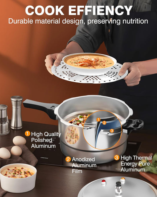 Purilite Select 10Qt Aluminum Pressure Cooker with Release Valve & Safety Lock