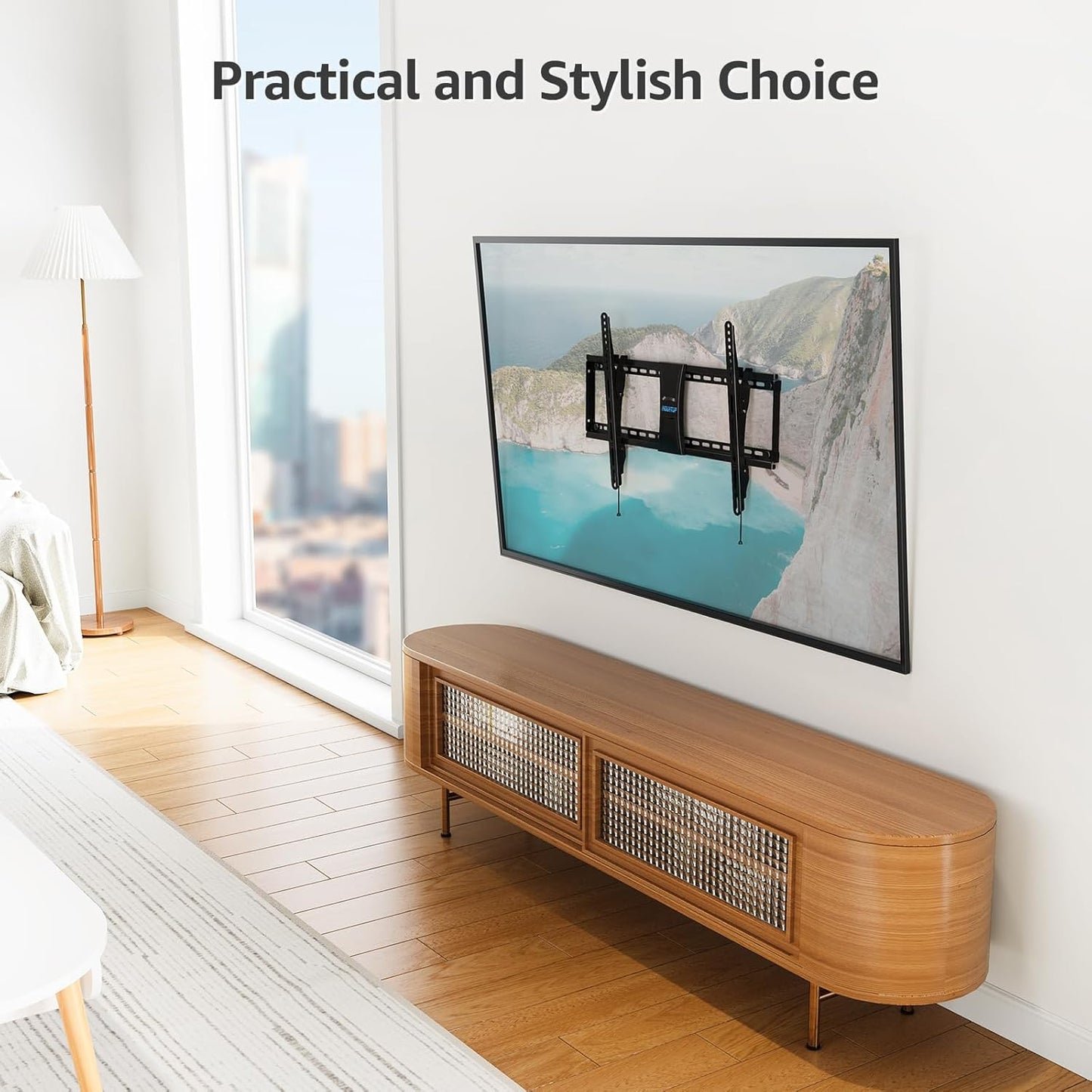 MOUNTUP UL Listed TV Wall Mount, Tilting TV Mount Bracket for Most 37-82 Inch Flat Screen/Curved Low Profile Wall Mount Saving Space Max VESA 600x400 mm Hold up to 99 lbs Fit 16" 18" 24" Stud MU0008