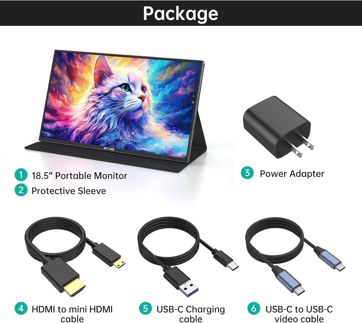 MT-VIKI 15.6 inch Laptop Screen Extender, Potable Screen for Laptop Only One USB-C Cable Connection, Compatiable with Win/Mac (M1,M2, M3), FHD 1080P, 360° Rotation