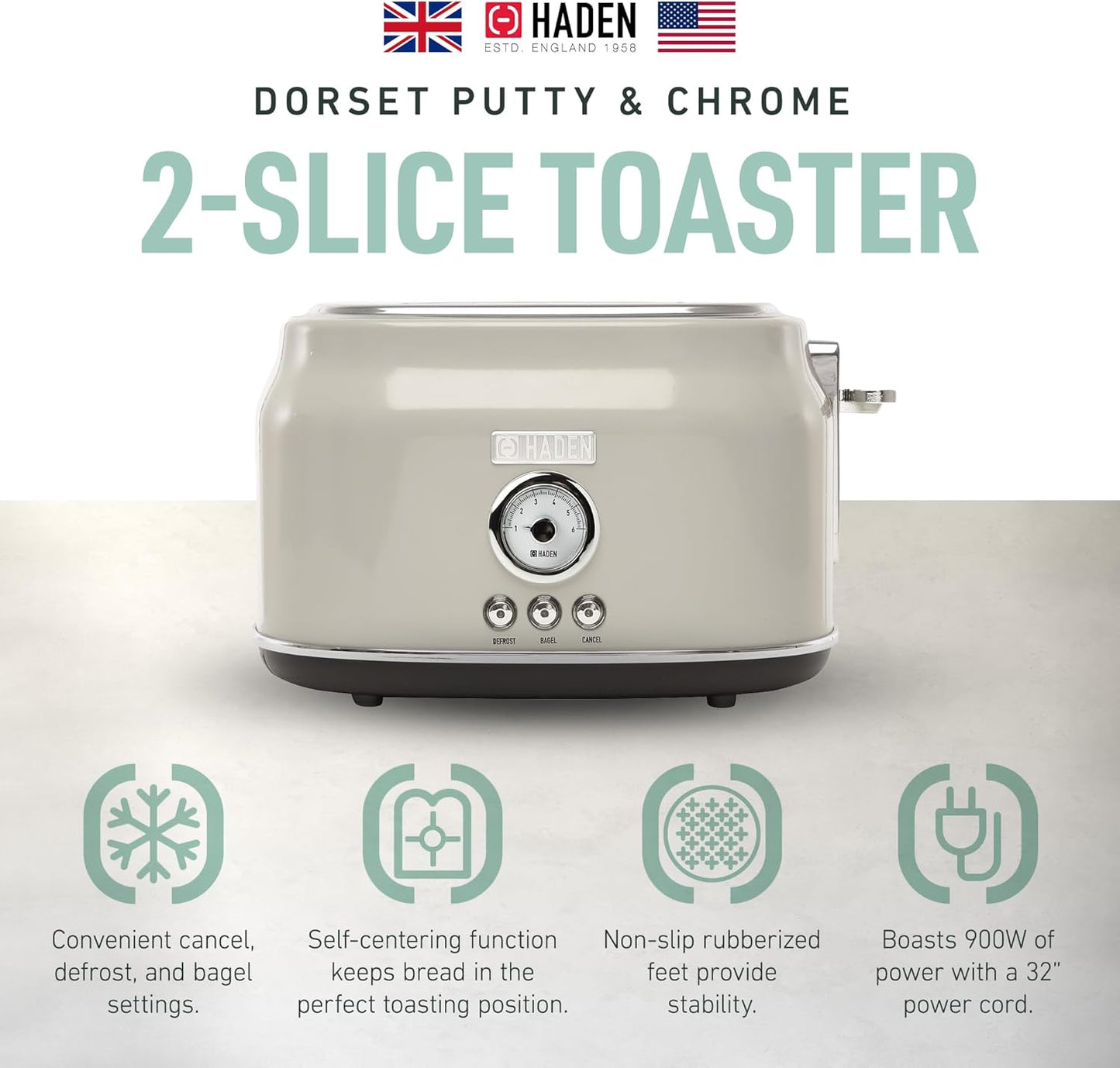 Haden Dorset 75083 Stainless Steel 1500W Retro Toaster 4 Slice Wide Slot w/Removable Crumb Tray and Settings, Black/Copper Toasters w/Adjustable Browning Control, Smart Toaster