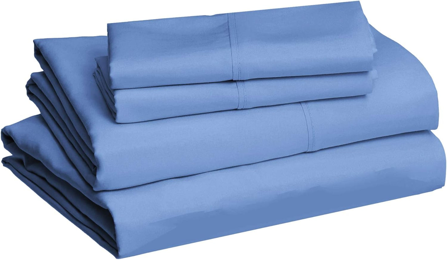 Amazon Basics Lightweight, Breathable Microfiber 4-Piece Bed Sheet Set with 14-Inch Deep Pockets, Full, Blush Pink, Solid