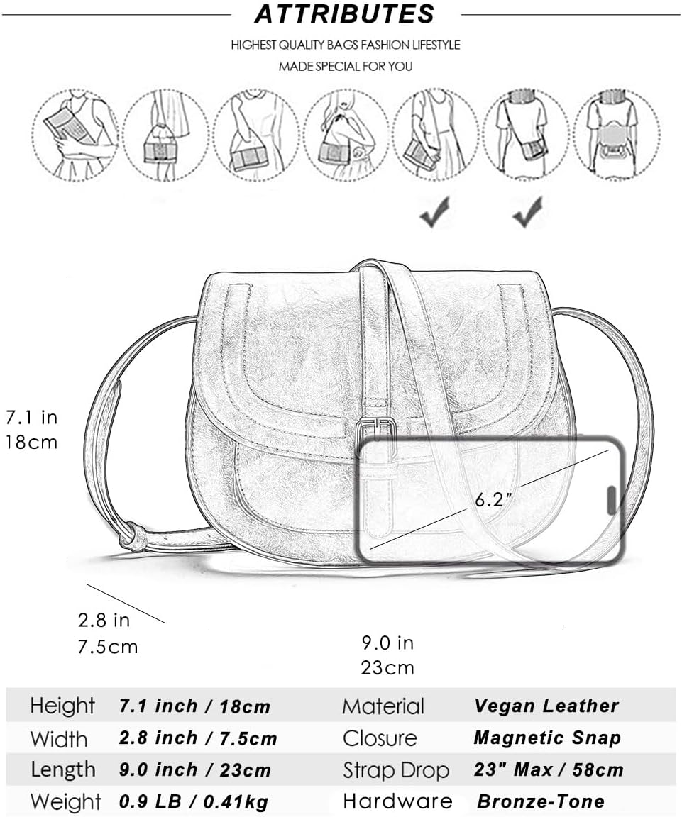 Crossbody Bags for Women Small Over the Shoulder Saddle Purses and Boho Cross body Handbags,Vegan Leather