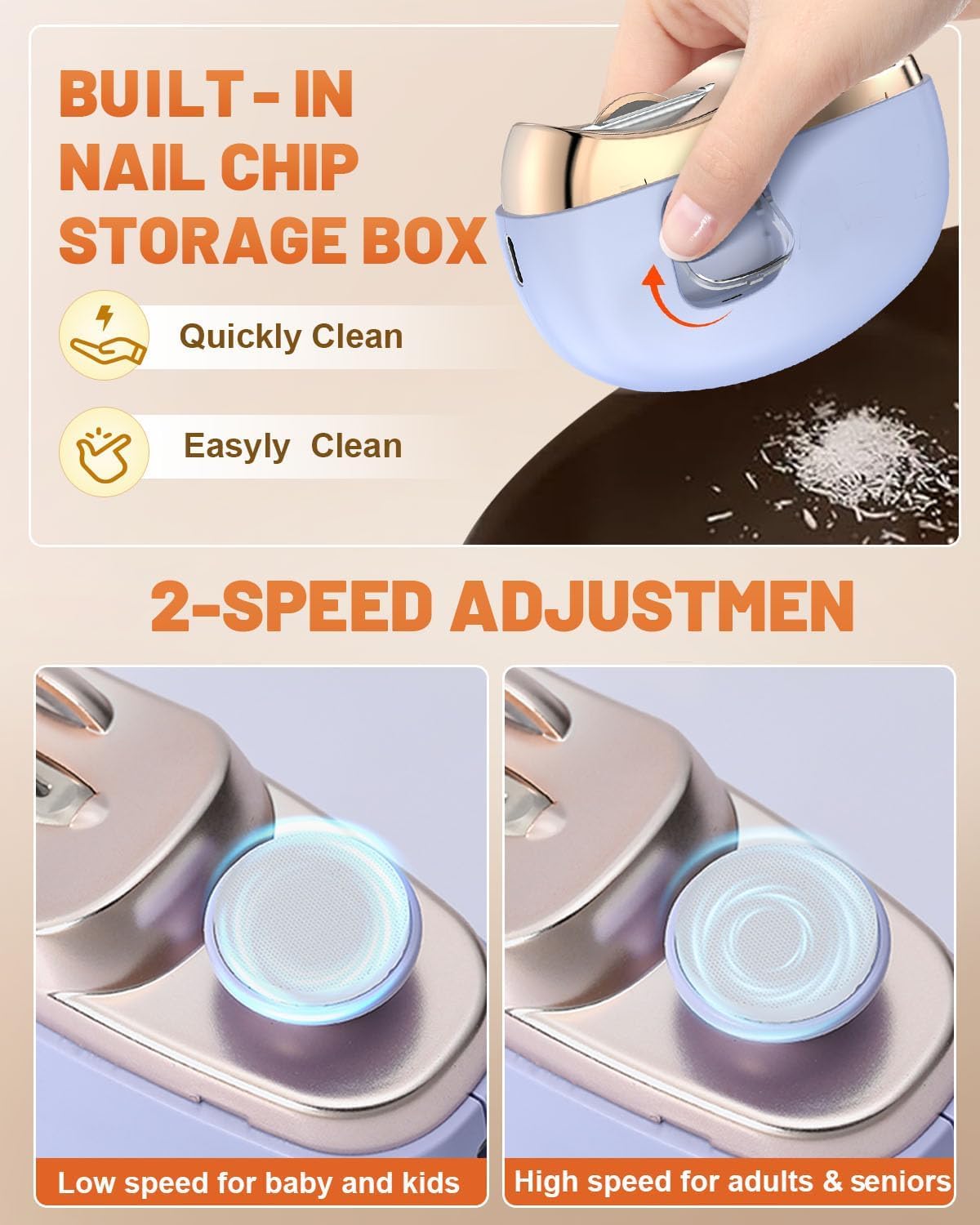 3-in-1 Upgrade Electric Nail Clippers for Seniors, Automatic Electric Polishing Nail Clippers with Collector, Excellent Electric Nail Trimmer Gift for Your Loves