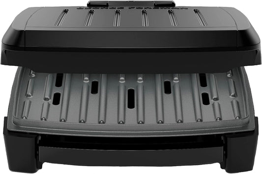 George Foreman® Fully Submersible™ Grill, NEW Dishwasher Safe, Wash the Entire Grill, Easy-to-Clean Nonstick, Black/Grey