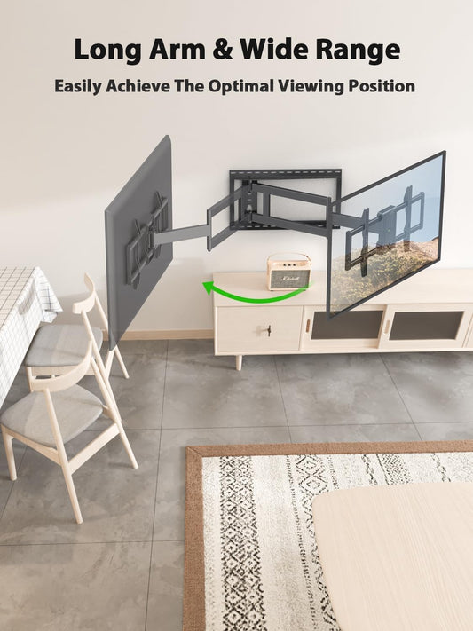 USX MOUNT Long Arm TV Wall Mount for Most 42-90 Inch TV up to 150 Lbs, 40 Inch Extension Full Motion TV Mount Swivel Tilt, Wall Mount TV Bracket Fit Wood Stud up to 24 Inch, Max VESA 800x400mm, XML035 - PuriLite
