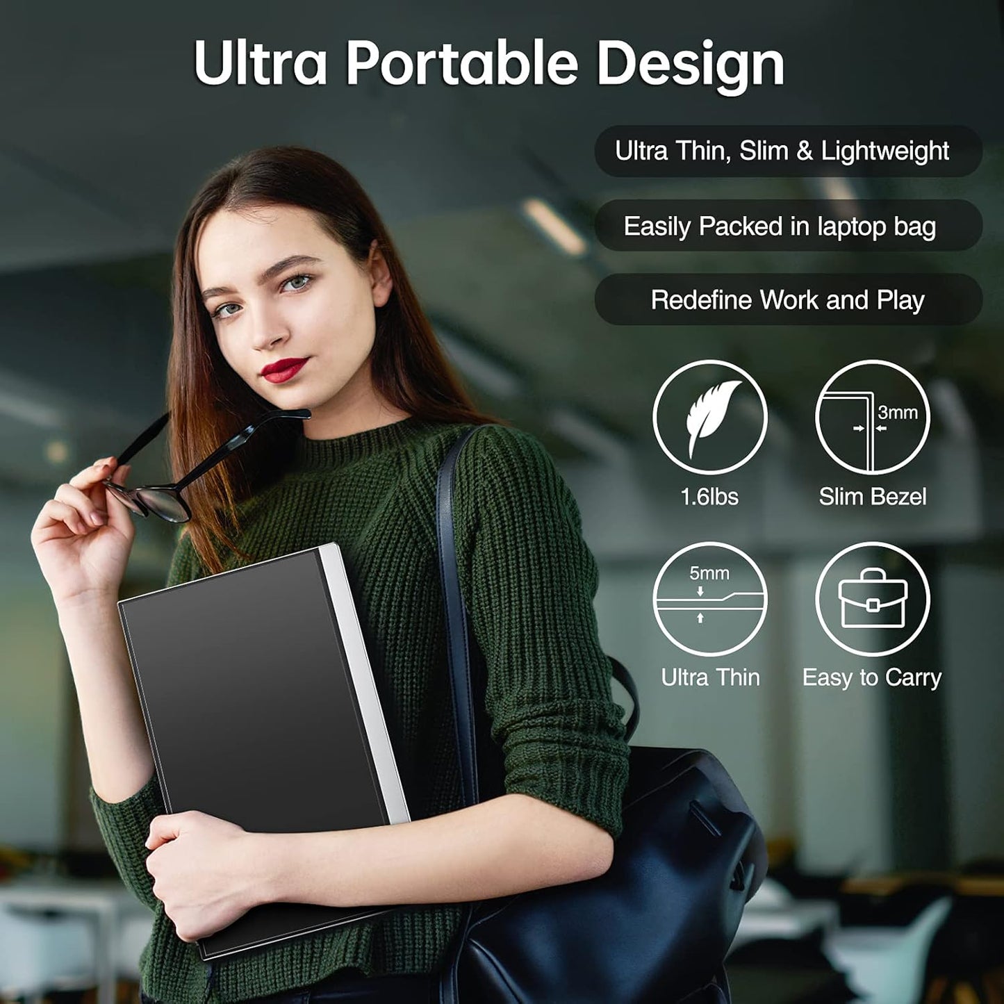 cocopar Portable Monitor 18.5 inch 1080P 100Hz 72% NTSC USB-C HDMI Large Portable Monitor for Laptop MacBook Xbox PS4/5 Switch