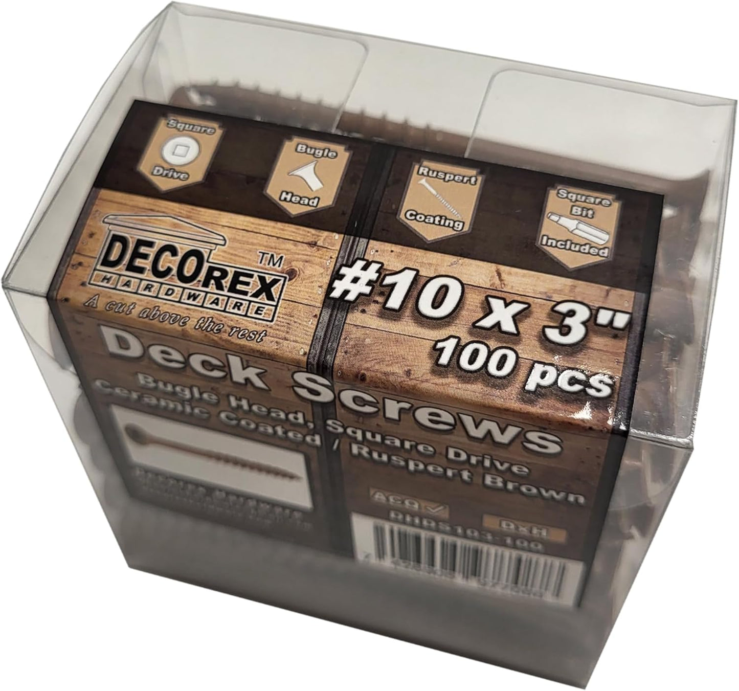 #8 x 3" Deck Screws | Square Drive | Bugle Head | Brown Ruspert | 100pcs Box