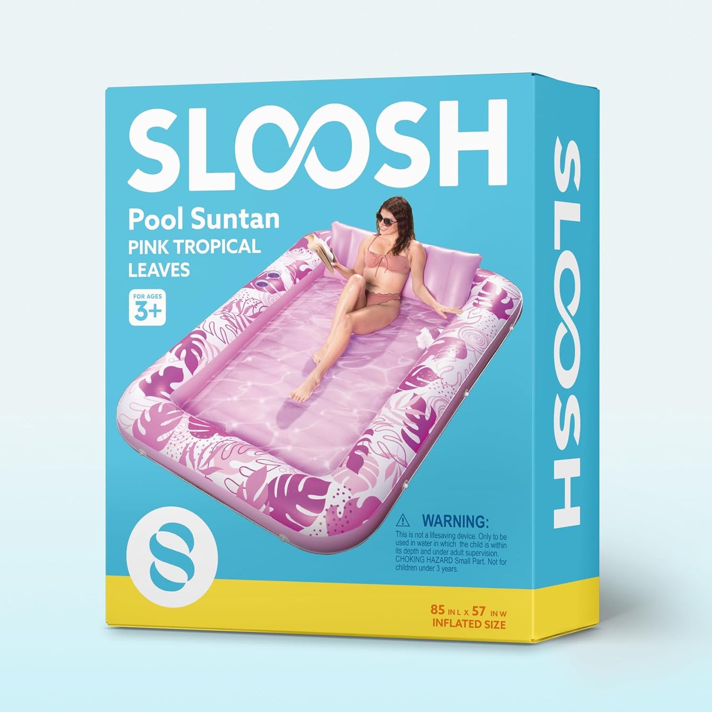 Sloosh Inflatable Tanning Pool Lounger Float-XL, 85" x 57" Extra Large Suntan Sun Tan tub for Adults, Bed Blow up, Raft Lounge Floatie, XL-Blue