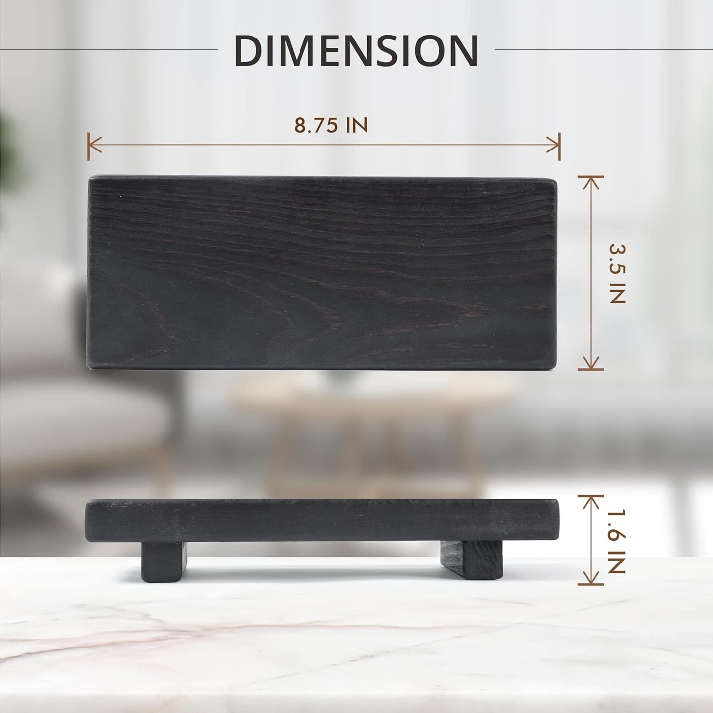 Wood Pedestal Soap Stand, Farmhouse Wood Riser, Soap Dish Holder/Tray Counter Decor for Bathroom Kitchen, Rustic Candle Plant Holder, Display Rectangular Decorative (Antique Walnut)