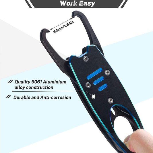 Night Cat Fish Lip Gripper with Scale 2 in 1 Aluminum Alloy Fish Lip Grabber Professional Fishing Lip Gripper Tool Kit for Men - PuriLite