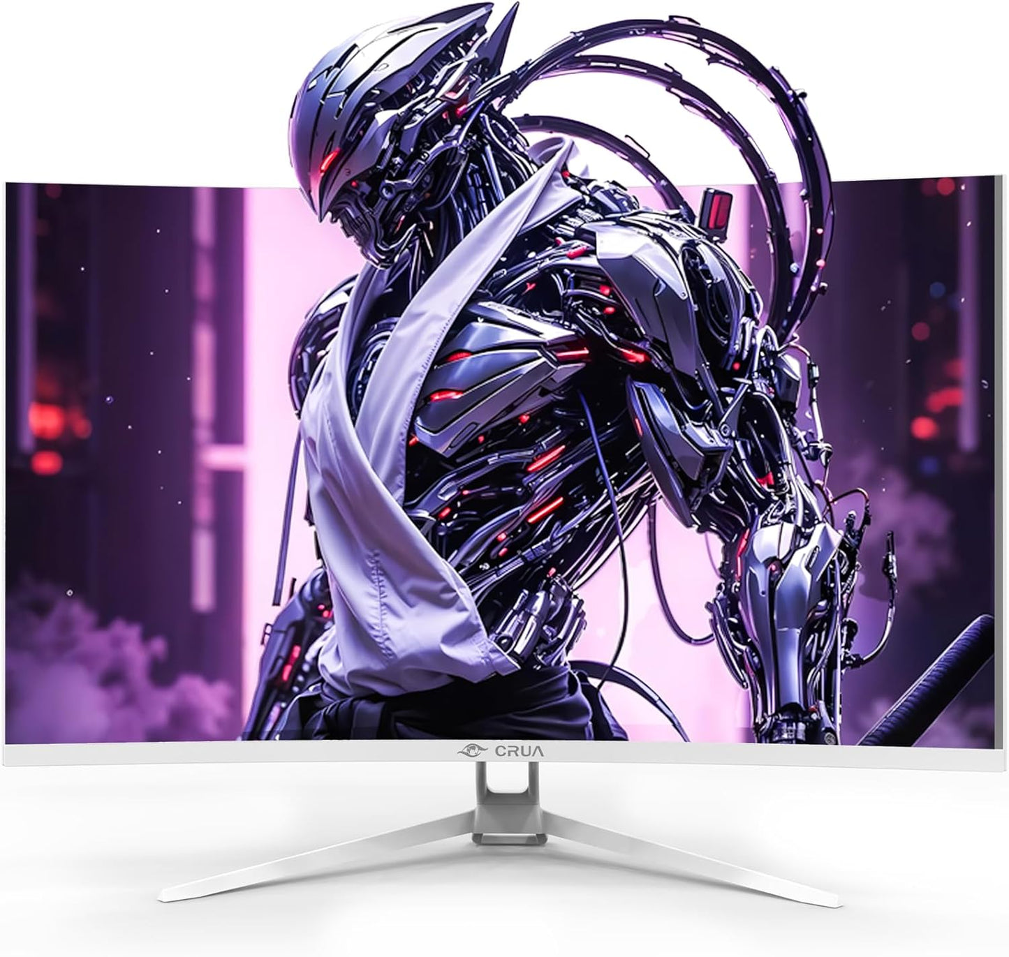 CRUA 32'' Curved Gaming Monitor, 160Hz/144Hz 4K UHD(3840 * 2160P) White Computer Monitor, 1500R VA Screen, Supports Freesync, 120% sRGB, Built-in Speakers, RGB Lighting, Wall Mountable,HDMI 2.1&DP 1.4
