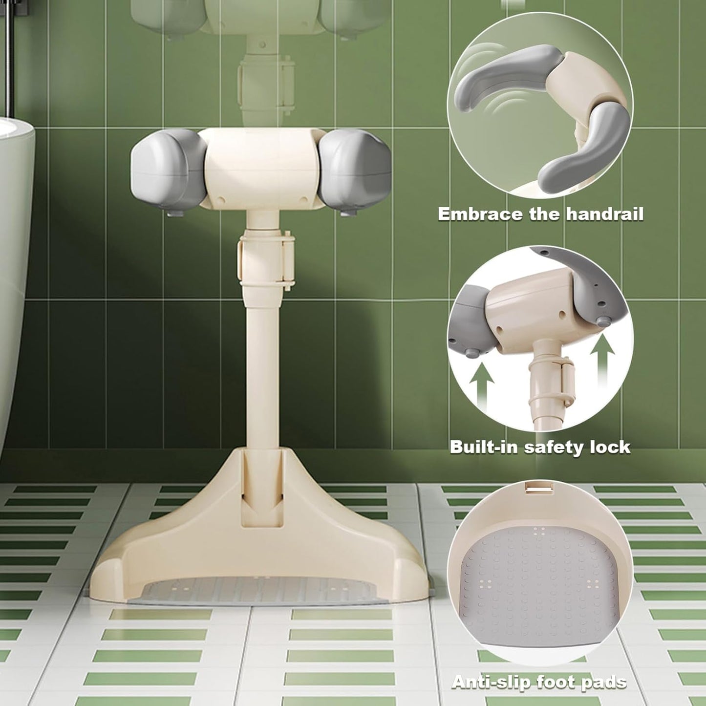 Baby Shower Stand, Adjustable Height & Non Slip Baby Bath Support With Safety Lock, Foldable & Portable Toddler Shower Stand For Kids 6 Months+