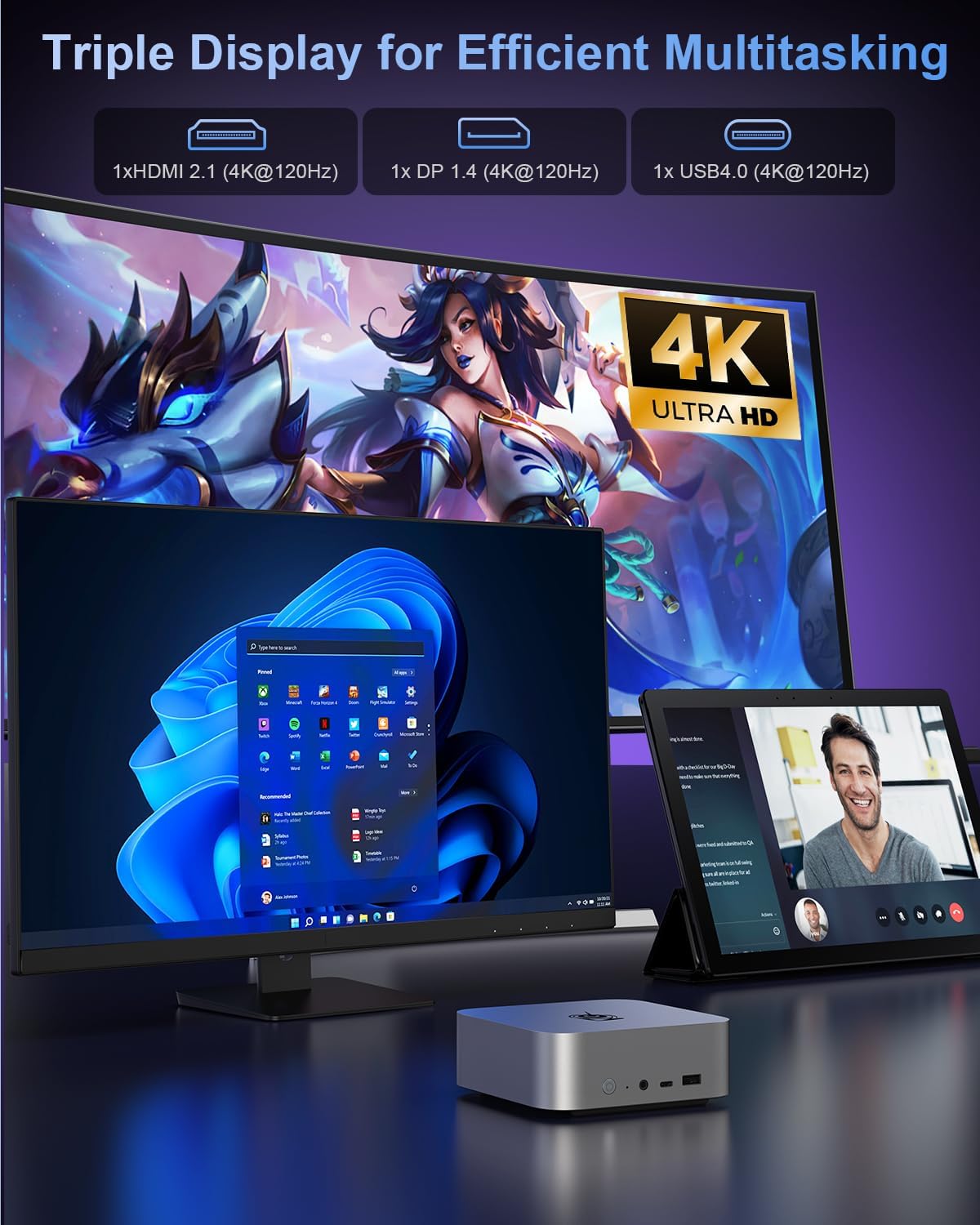 Beelink SER8 Mini PC AMD Ryzen 7 8745HS, 24GB DDR5-5600MHz 1TB PCIe4.0 SSD, AMD Radeon 780M Graphics 12core 2600MHz Gaming PC, USB4.0/ Triple Display/ WiFi6/ BT5.2/2.5Gbps LAN Mini Computer/W-11 Pro
