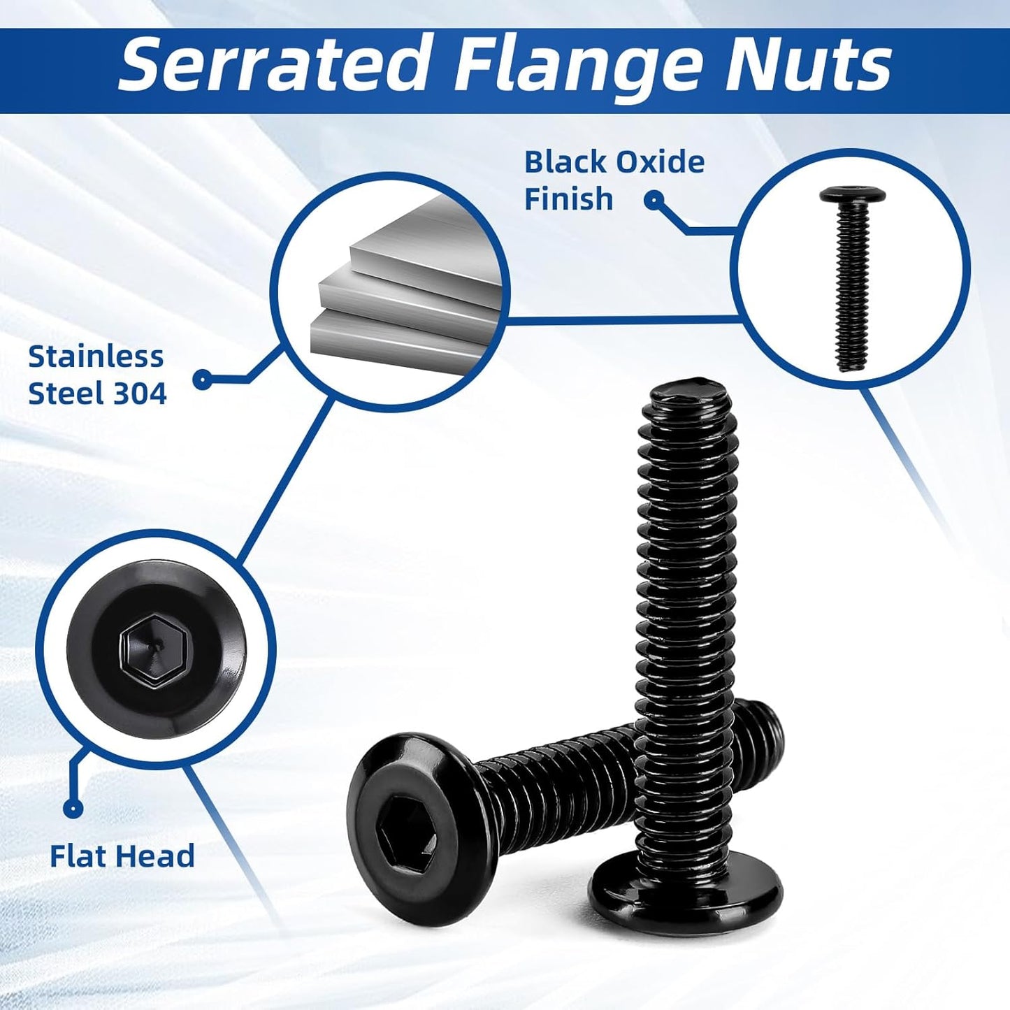 1/4-20 x 1-1/4" Flat Head Hex Socket Cap Screws Bolts, Stainless Steel 18-8 Black Finish, Fully Threaded, 25 PCS