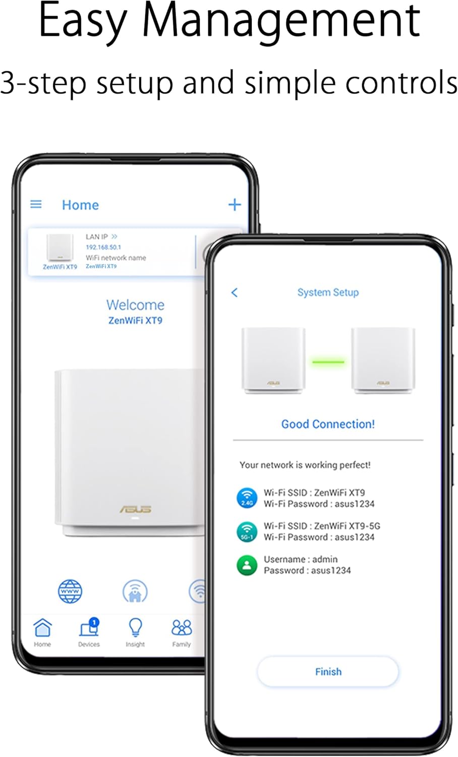 ASUS ZenWiFi XT9 AX7800 Tri-Band WiFi 6 Mesh System, Covearge up to 5700 sq ft, Subscription-Free Network Security, Advanced Parental Controls, 4G & 5G Mobile Tethering, VPN, Easy Setup, 2.5G Port