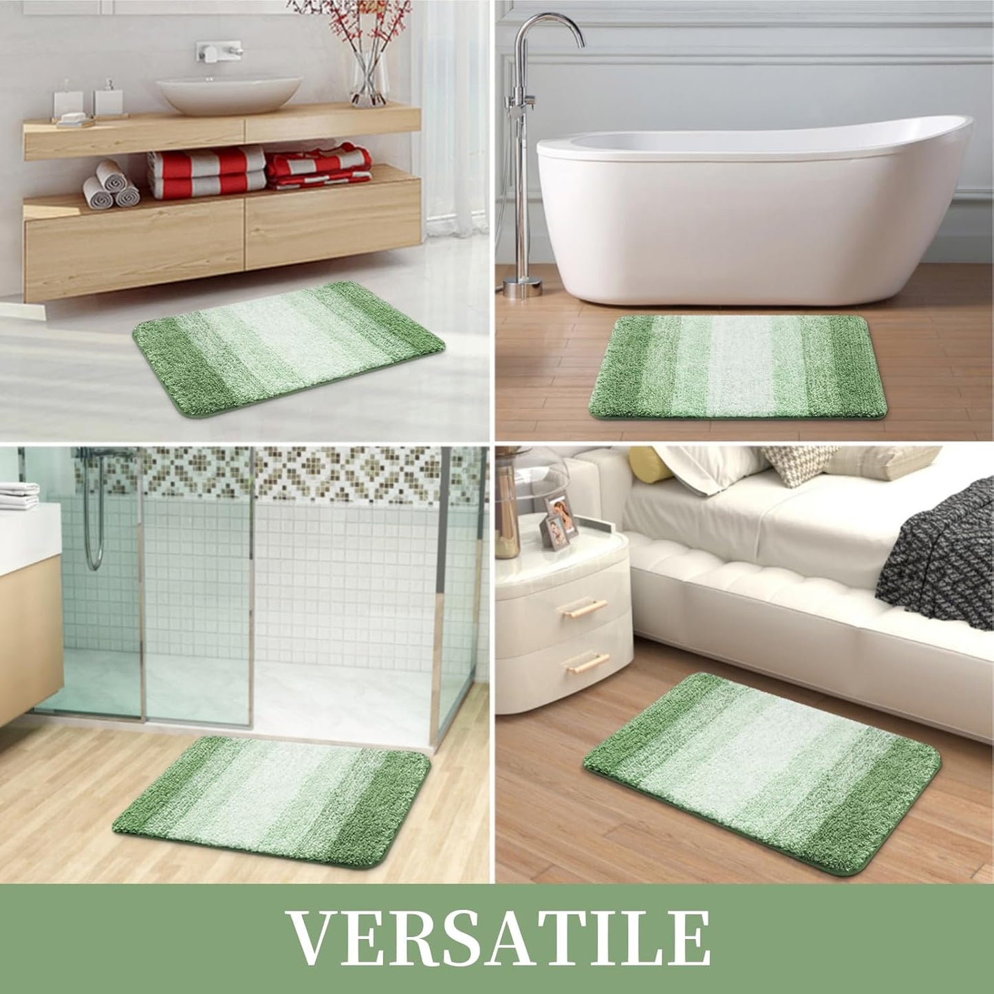 OLANLY Luxury Microfiber Bath Mat, Extra Soft and Absorbent Bathroom Mat, Non-Slip Plush Shaggy Bathroom Rug, Machine Wash Dry, Bath Rugs for Bathroom Floor, Tub and Shower, 16x24, Grey