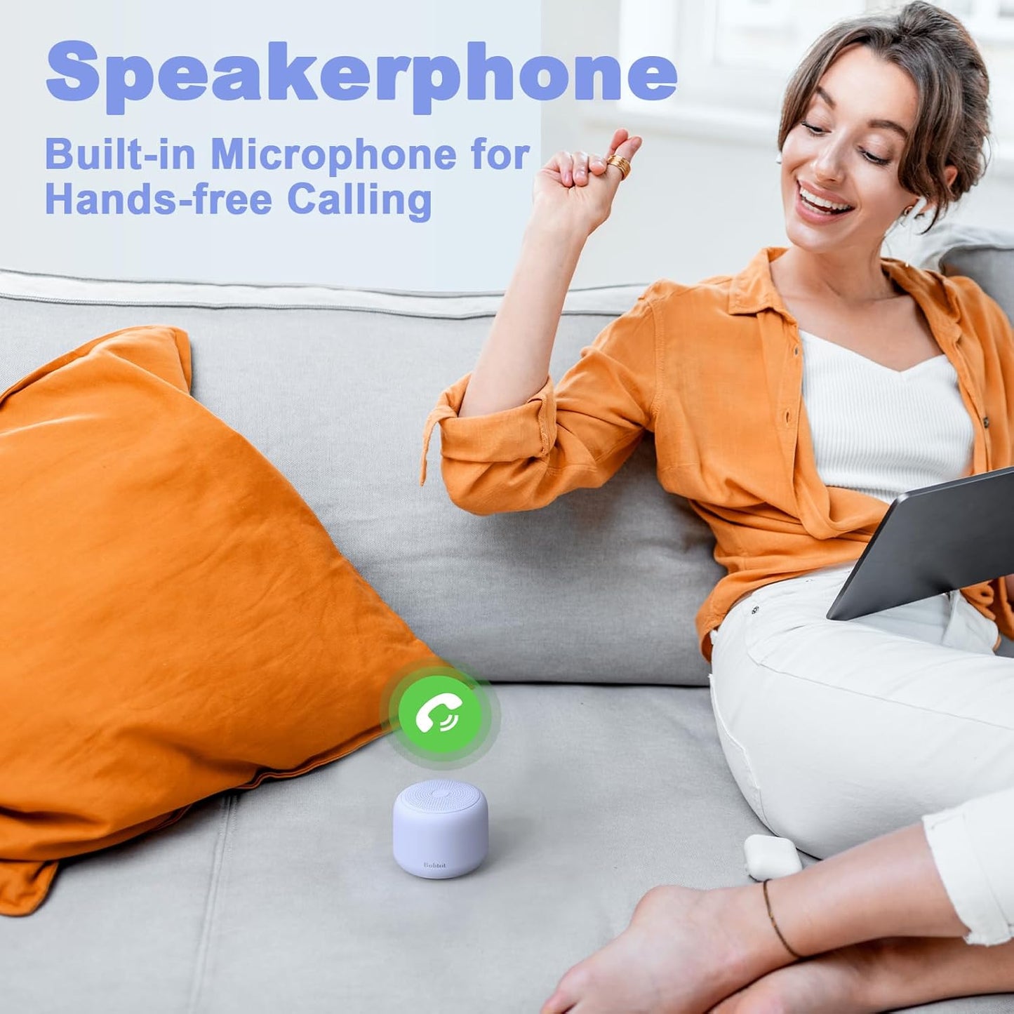 Bobtot Portable Bluetooth Speakers with Strap Easy to Carry, Wireless IPX5 Waterproof Mini Speaker with Loud Stereo Sound, 20 Hours Playtime, Rechargeable Battery, Built-in Microphone (Green)