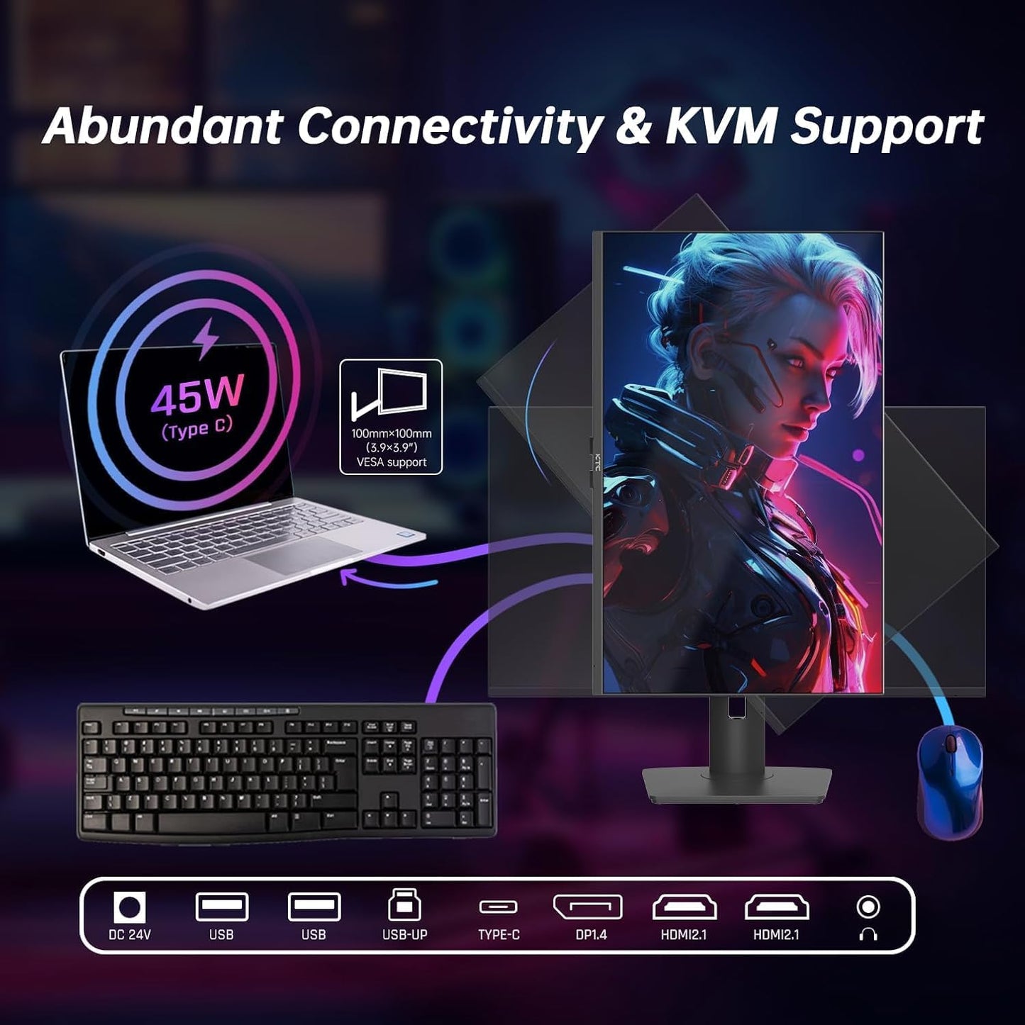 KTC 32 Inch 2K Computer Monitor, IPS 1440p Monitor with Ultra-Thin Bezels, HDR10, Freesync/G-sync, HDMI/DP Ports, Tilt Adjustable, Eyecare, Ideal for Business, Office, and Casual Gaming