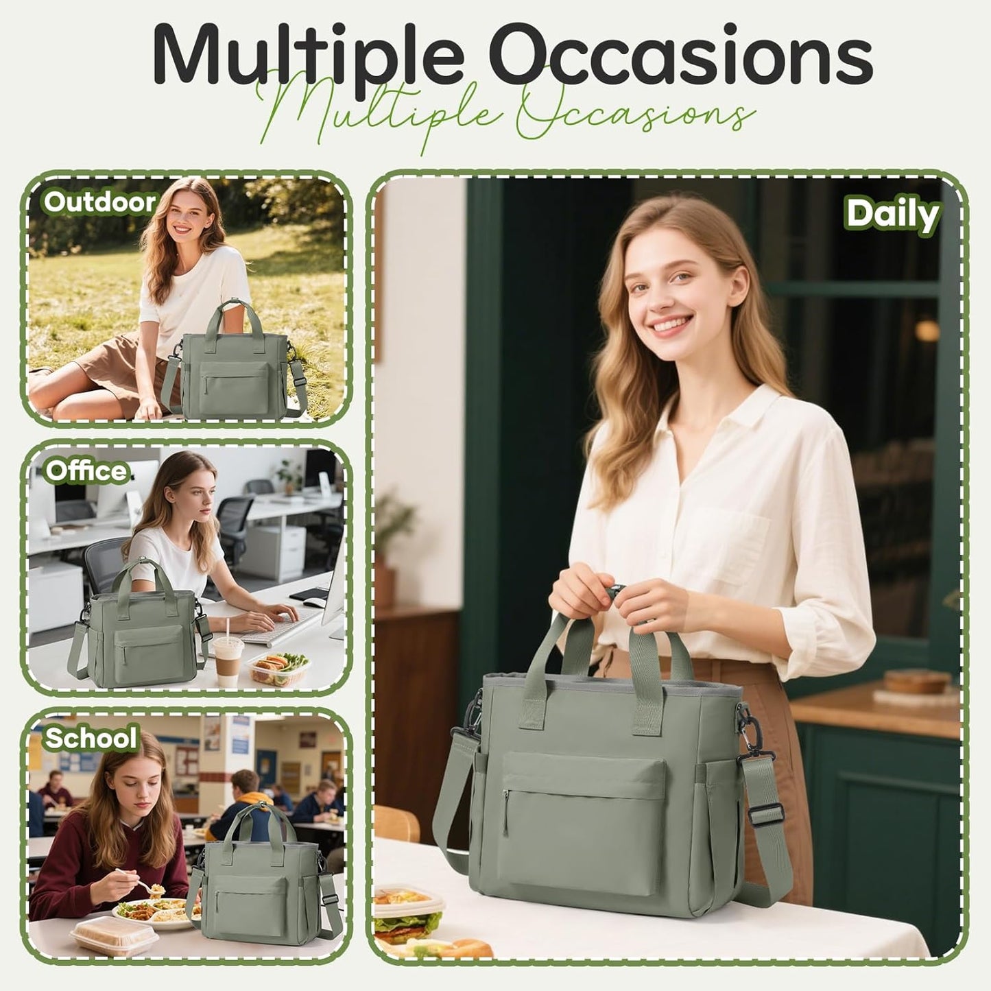 Lunch Bag Insulated Lunch Box Leakproof Lunch Tote Bags for Women Men,Portable Thermal Cooler Bag Lunch Containers with Shoulder Strap for Work, Family, Picnic, School, Outdoor,BBQ C2-Pinkpurple