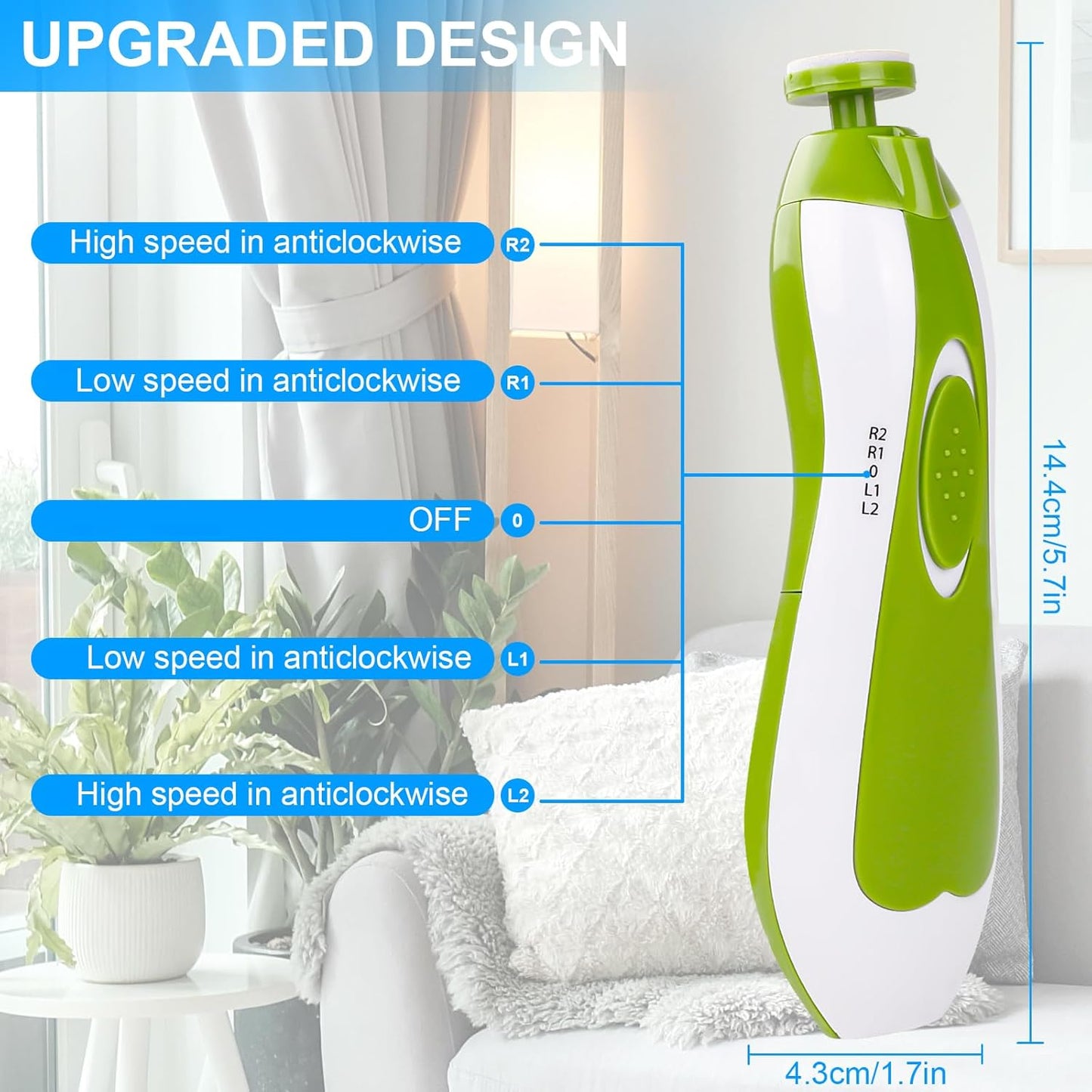 Tinabless Baby Nail Trimmer Electric - Safe Baby Nail File Clippers Set with LED Light, 6 Grinding Heads Kit for Newborn Infant Toddler Toes Care, Polish and Trim(Green)