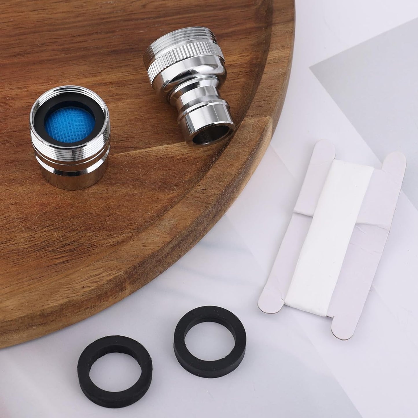 lasuroa 2pcs Portable Dishwasher Sink Faucet Adapter with Aerator, Chrome Adapter Kitchen Hose Attachment Connection for 15/16-27 Male or 55/64-27 Famale