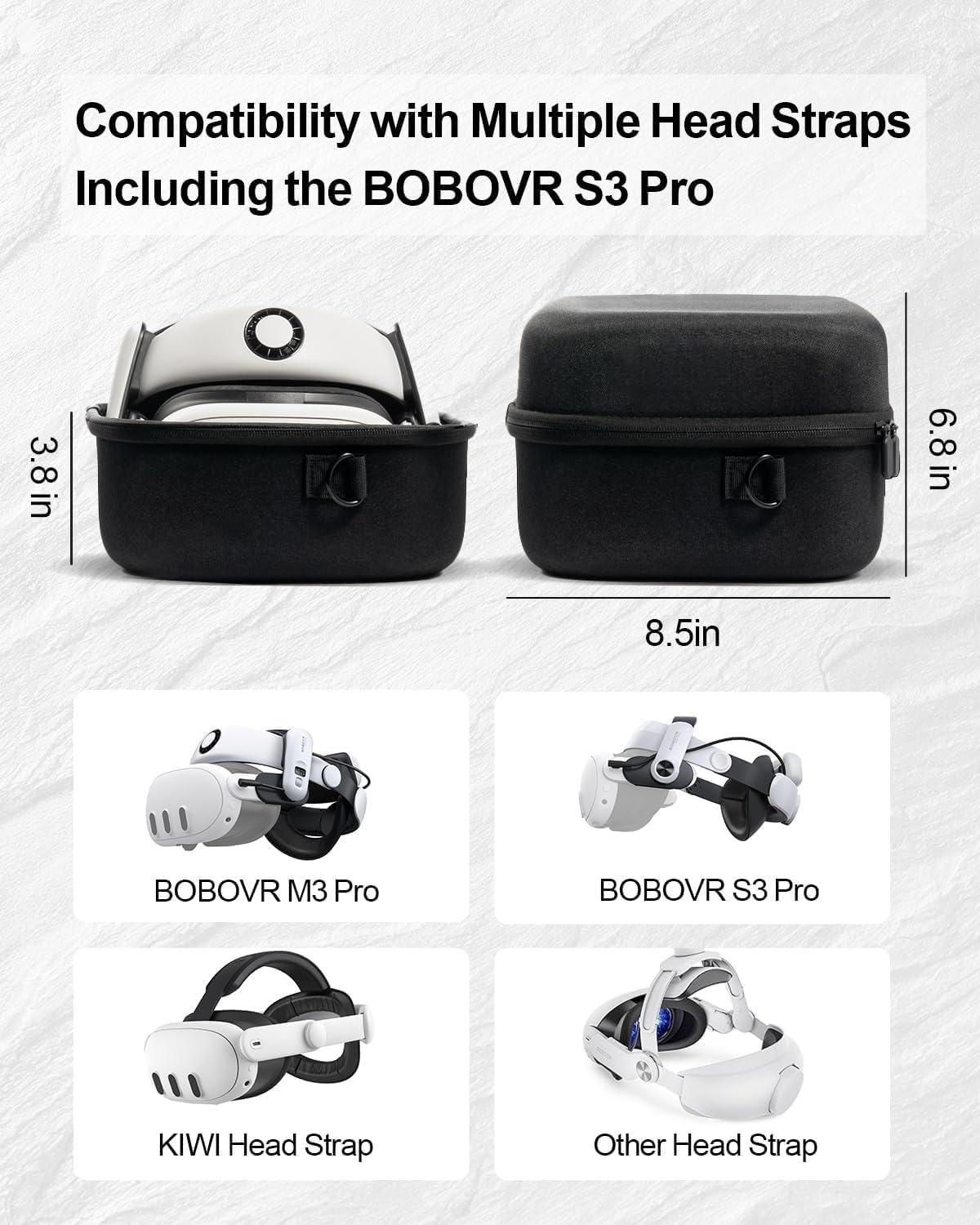 Large Carrying Case for Meta Quest 3S,Hard Travel Case for BOBOVR S3 Pro/Kiwi Design Battery Head Strap,Controllers and Other Accessories,Portable Storage Travel Bag for Oculus Quest 3S/Quest 3(Black)