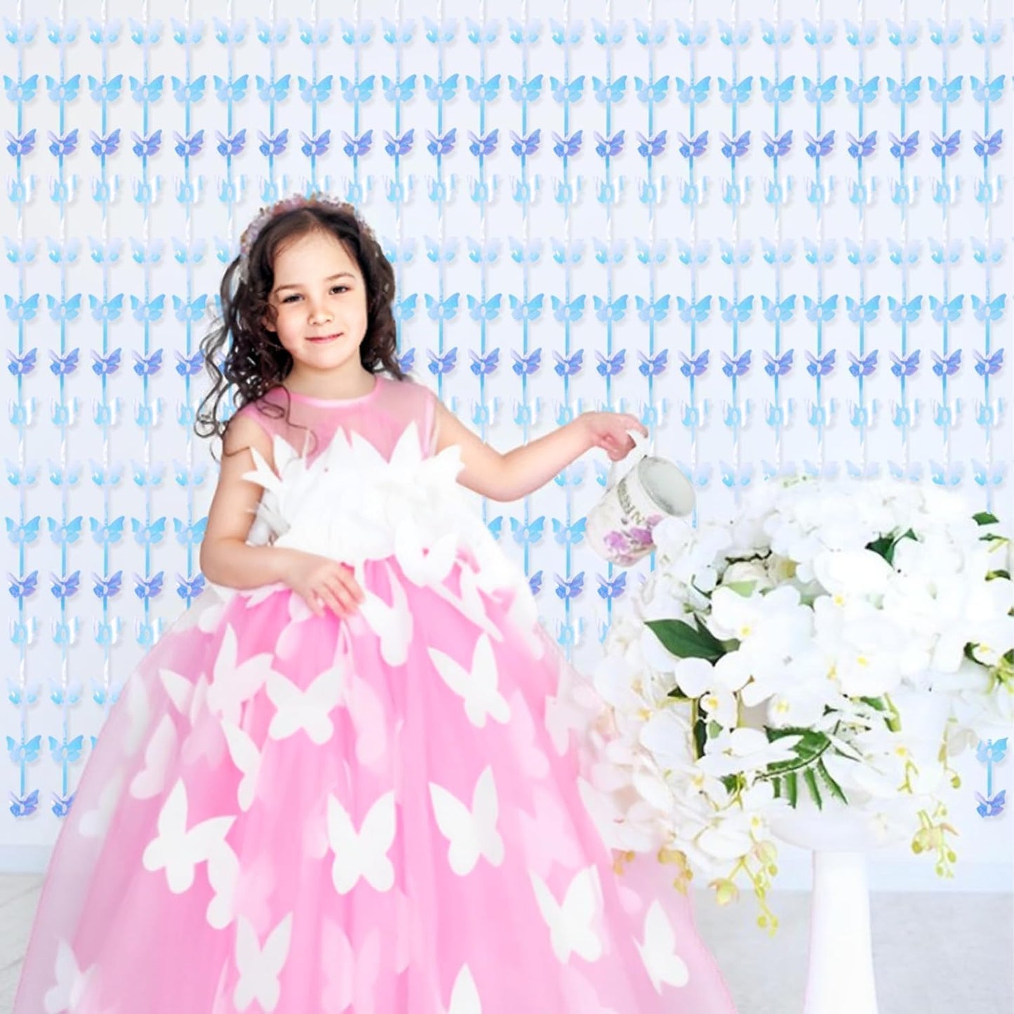 BRAVESHINE Pink Glitter Tinsel Foil Fringe Curtain - 2 Pcs 3.2x8.2 ft Metallic Party Supplies Photo Backdrop for Girl Princess Birthday Unicorn Bachelorette Butterfly Bridal Shower Party Decorations