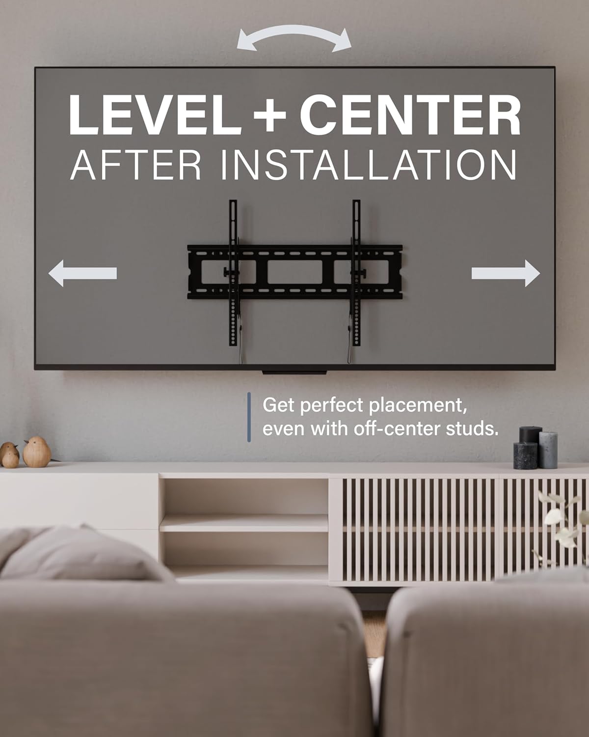 Sanus Universal Low Profile Tilt TV Wall Mount for 37" - 80" LED, LCD & Plasma TVs, Eliminates Glare with 10º of Tilt & Post-Install Adjustments - 3 Step Install - Safety Certified - MLT14-B1