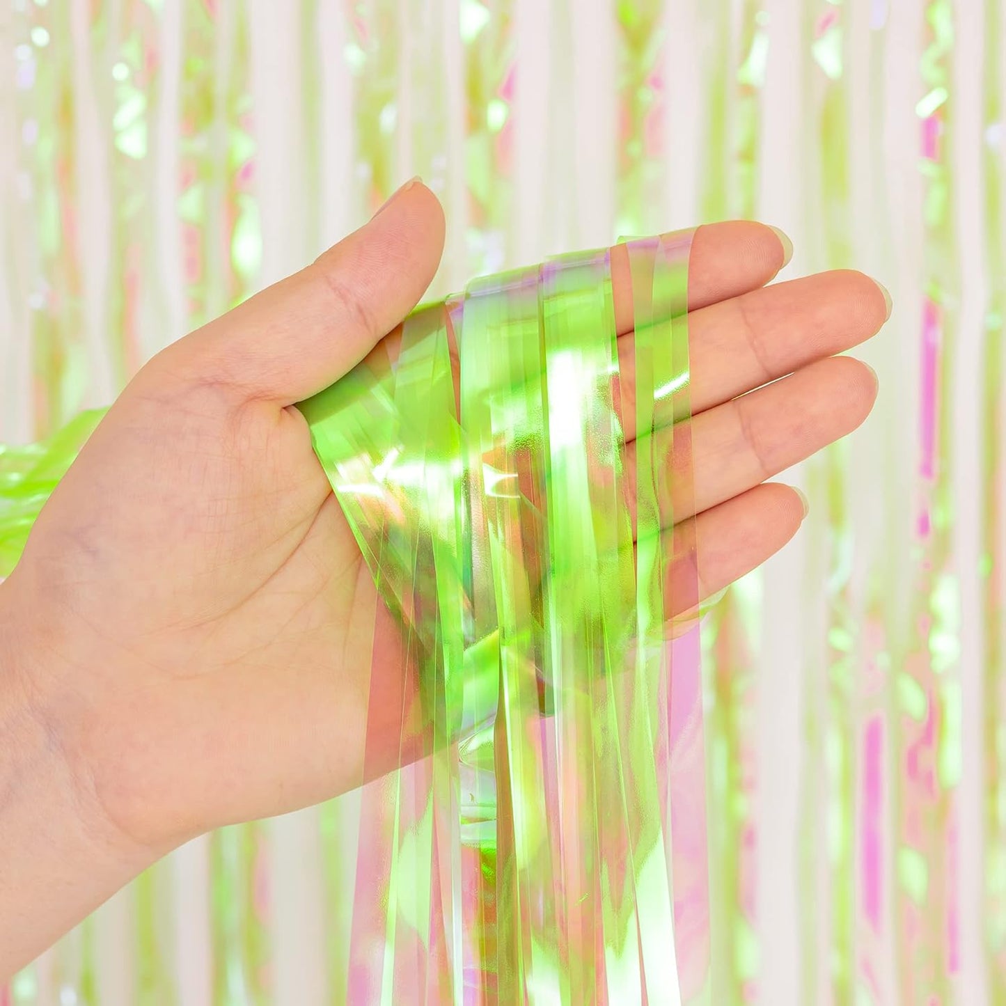 BRAVESHINE Pink Glitter Tinsel Foil Fringe Curtain - 2 Pcs 3.2x8.2 ft Metallic Party Supplies Photo Backdrop for Girl Princess Birthday Unicorn Bachelorette Butterfly Bridal Shower Party Decorations