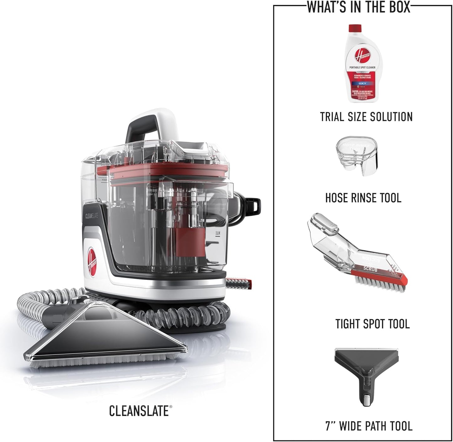 Hoover CleanSlate Carpet & Upholstery Spot Cleaner, Stain Remover, Portable, FH14000V, White
