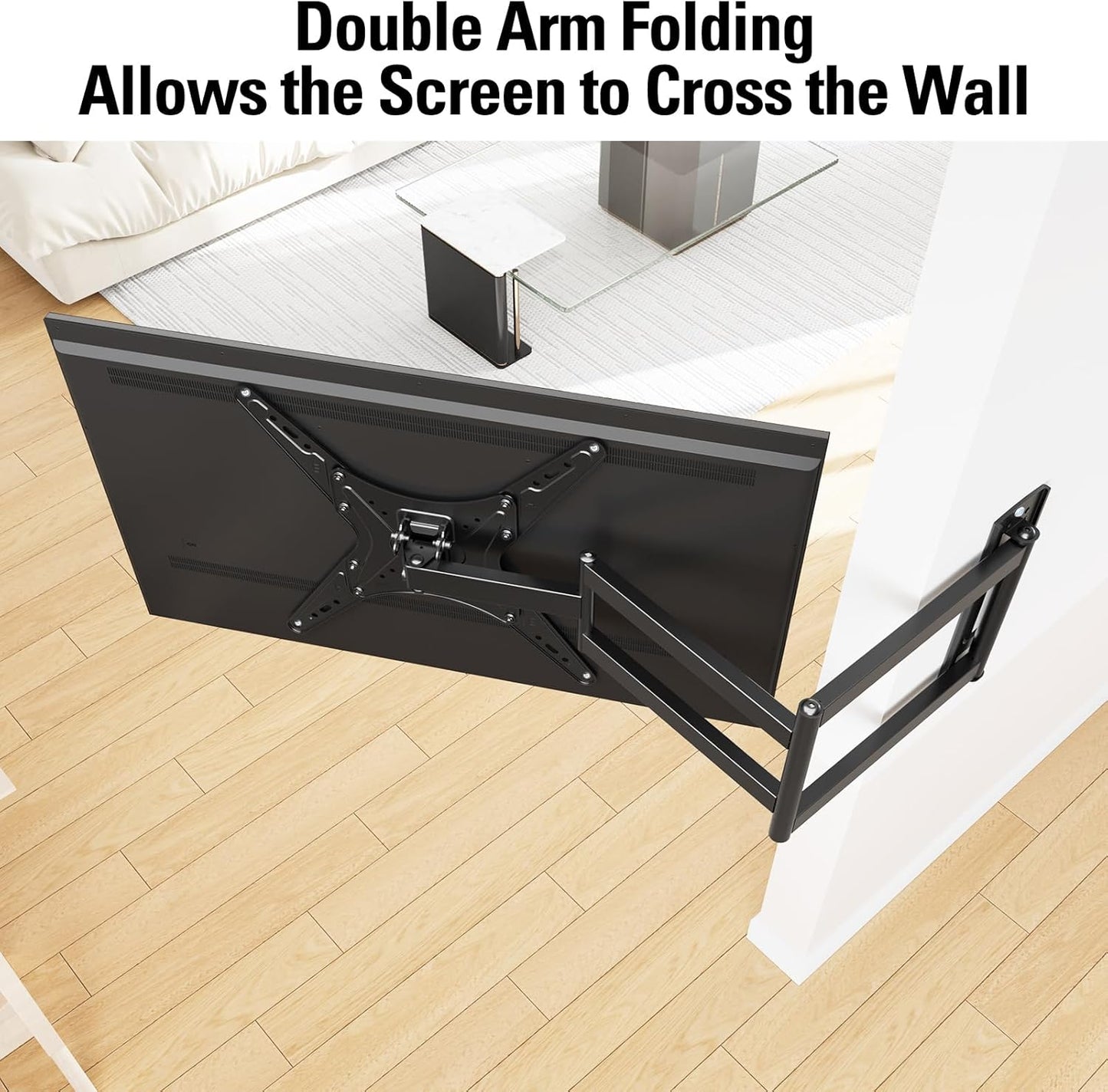 MOUNTUP Long Arm TV Wall Mount for Most 26-65 Inch TVs, Corner TV Mounts with 37.4 Inch Extension Arm, Smooth Swivel Tilt Single Stud Full Motion Bracket Max VESA 400x400mm, Holds to 77 lbs, MU0047