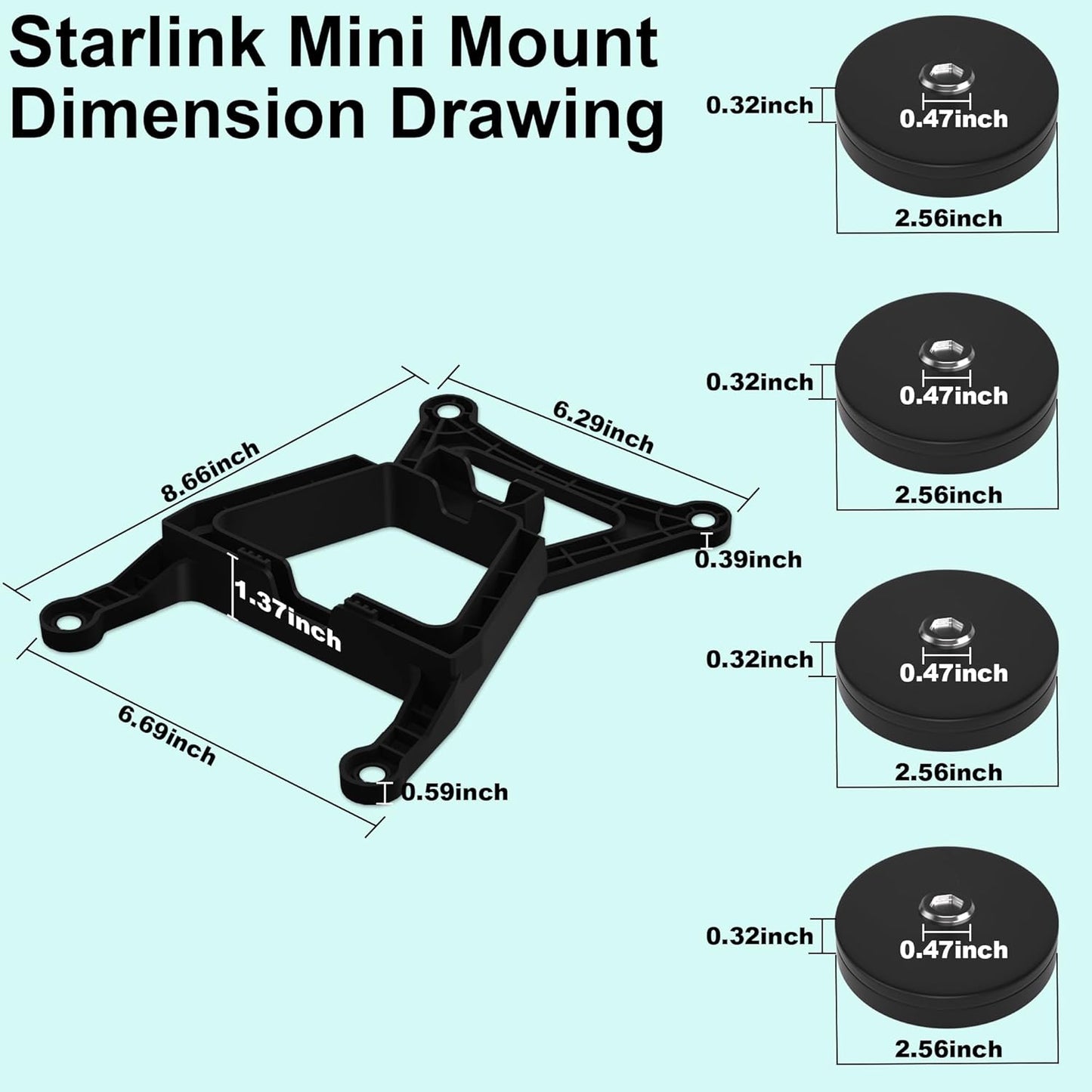 Starlink Mini Magnetic Mount,Starlink Mini Roof Mount,Starlink Mini Car Roof Mount for Cars,RVs,Vans,Yachts,Boat(Magnetic Mount)