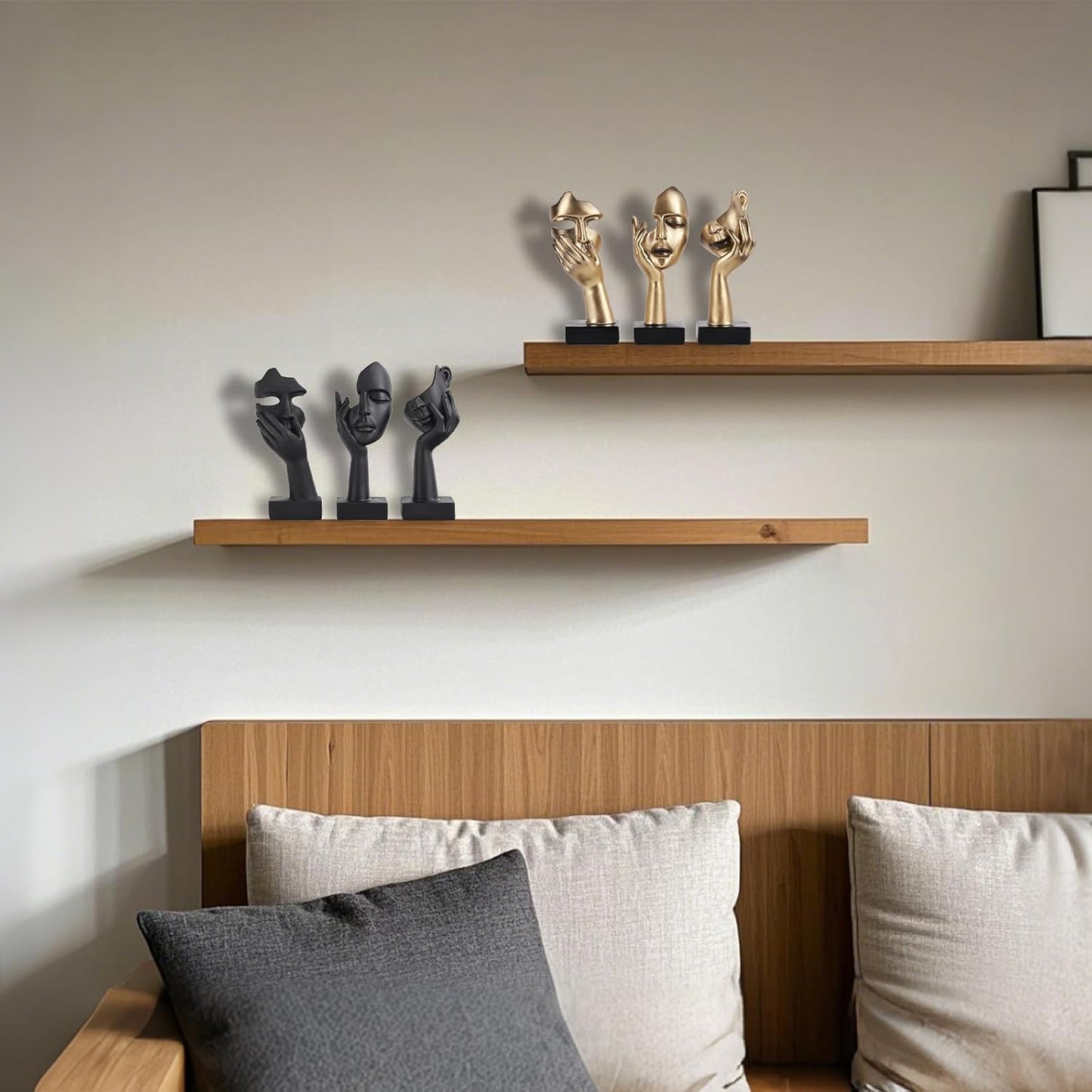 oliruim 3 Pcs Thinker Small Statue Set - Black Art Abstract Home Accent Figurines for Decor Woman Apartment Bookshelf Floating Shelf Coffee Table Office Desk Bathroom Counter Decor (3 Pcs Black)