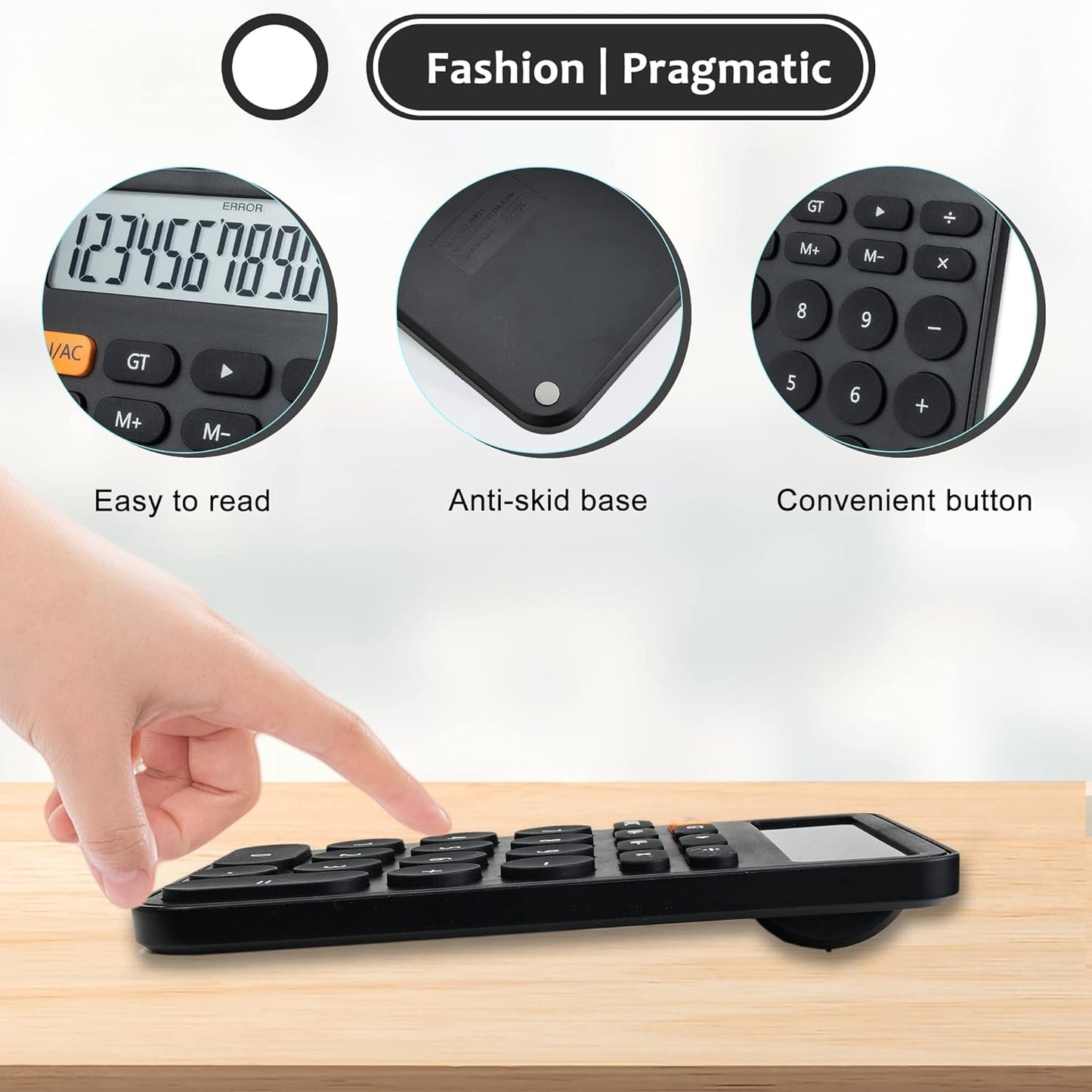 VEWINGL Mechanical Switch Calculator, 12 Digit Large LCD Display and Buttons, Great for Everyday Life and Basic Office Work, with Battery