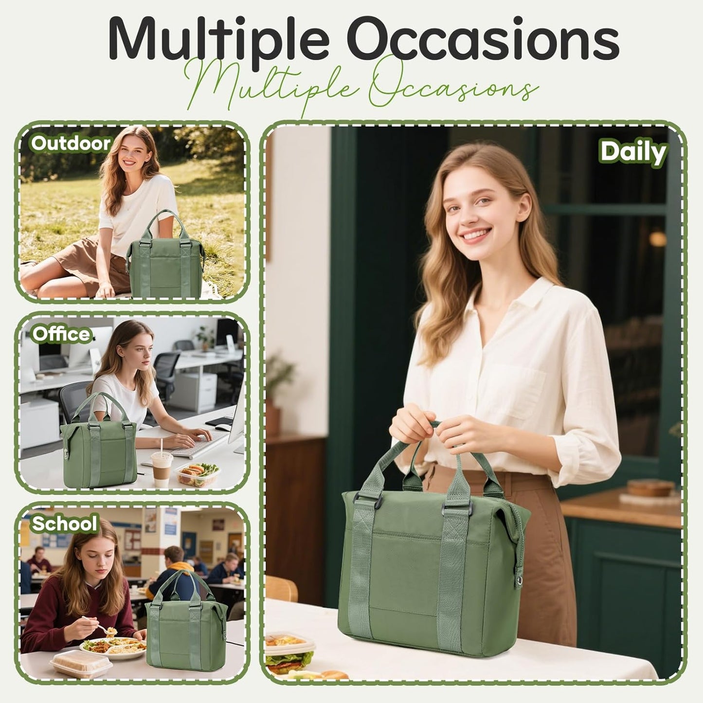 Lunch Bag Insulated Lunch Box Leakproof Lunch Tote Bags for Women Men,Portable Thermal Cooler Bag Lunch Containers with Shoulder Strap for Work, Family, Picnic, School, Outdoor,BBQ C2-Pinkpurple
