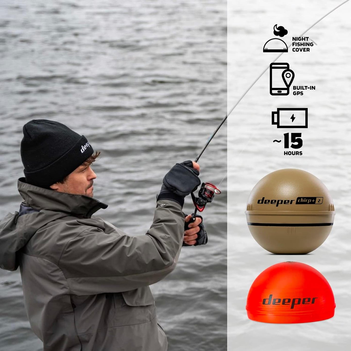 Deeper Chirp+ 2 Sonar Fish Finder - Portable Fish Finder and Depth Finder for Kayaks, Boats and Ice Fishing with GPS Enabled | Castable Deeper Fish Finder with Free User Friendly App