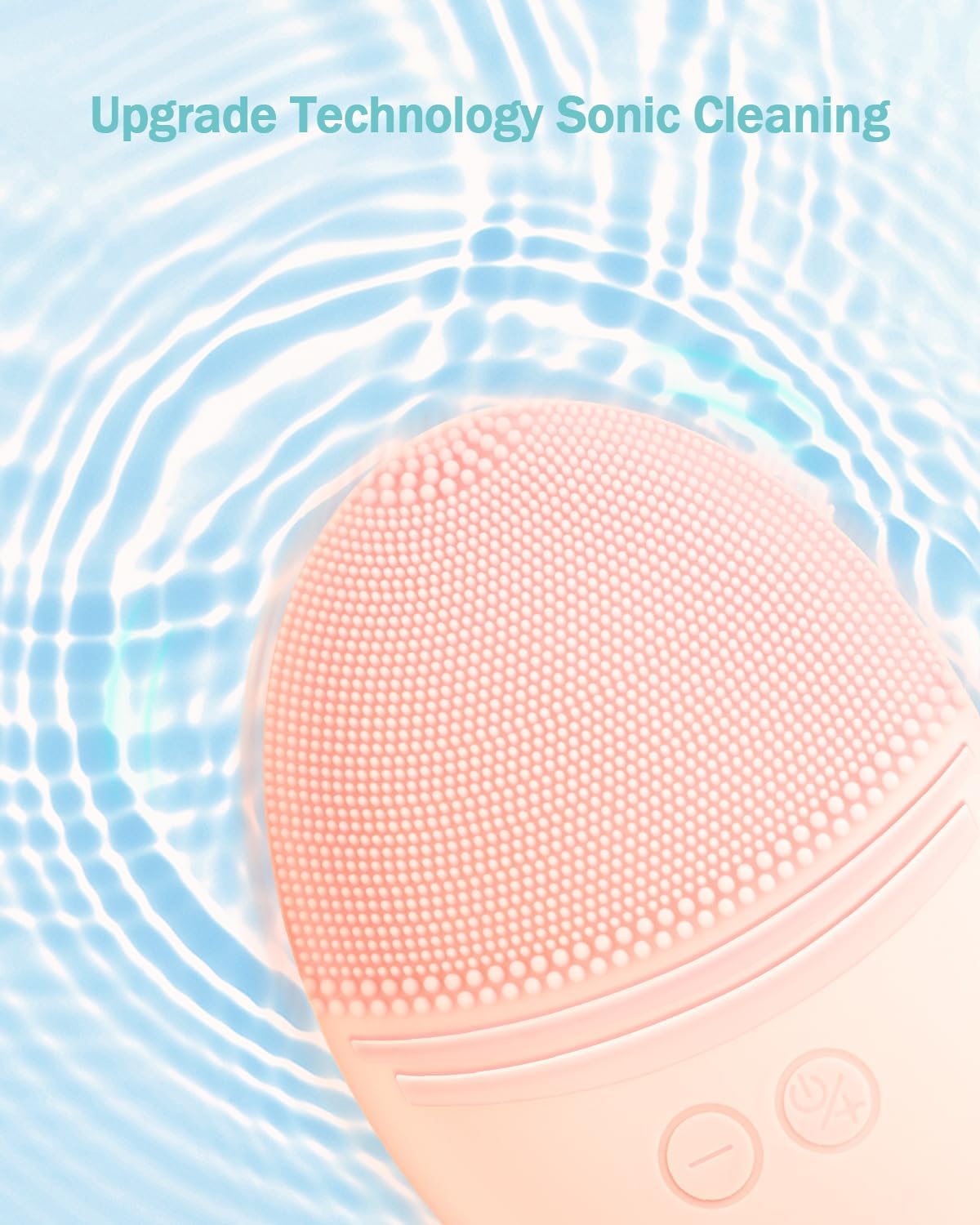 EZBASICS Sonic Facial Cleansing Brush Made with Ultra Hygienic Soft Silicone, Waterproof Sonic Vibrating Face Brush for Deep Cleansing, Gentle Exfoliating and Massaging, Inductive Charging Blue